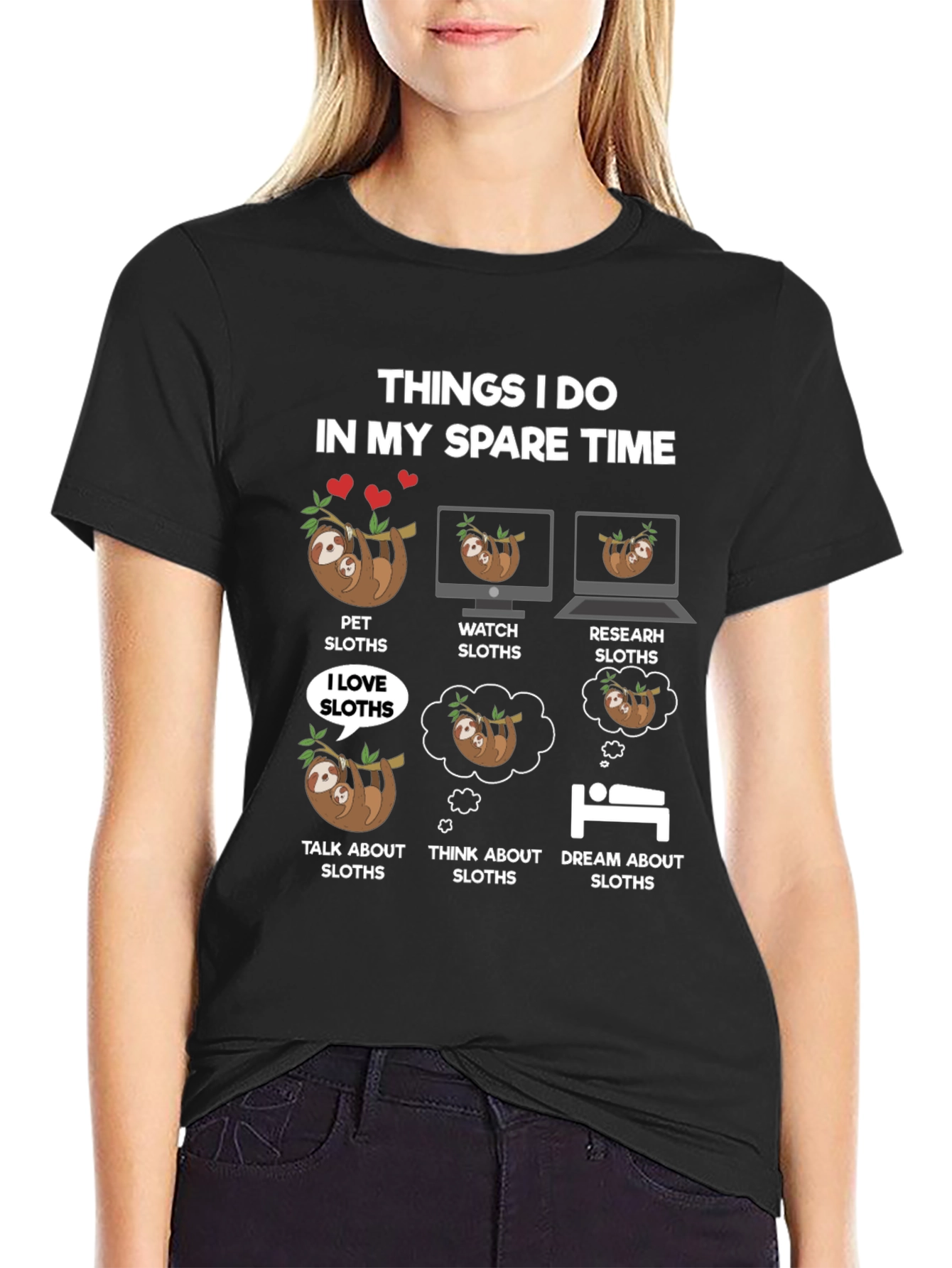 Funny Sloth Lover T-Shirt - Spare Time Sloth Activities