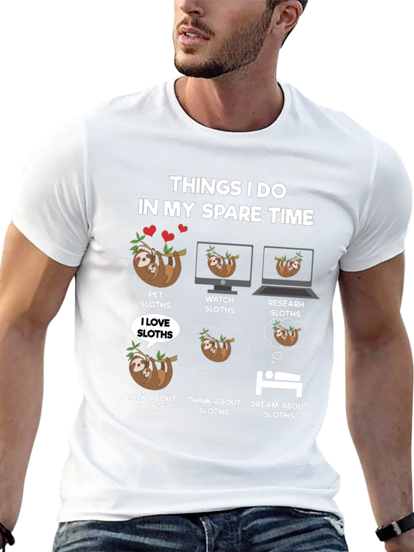 Funny Sloth Lover T-Shirt - Spare Time Sloth Activities