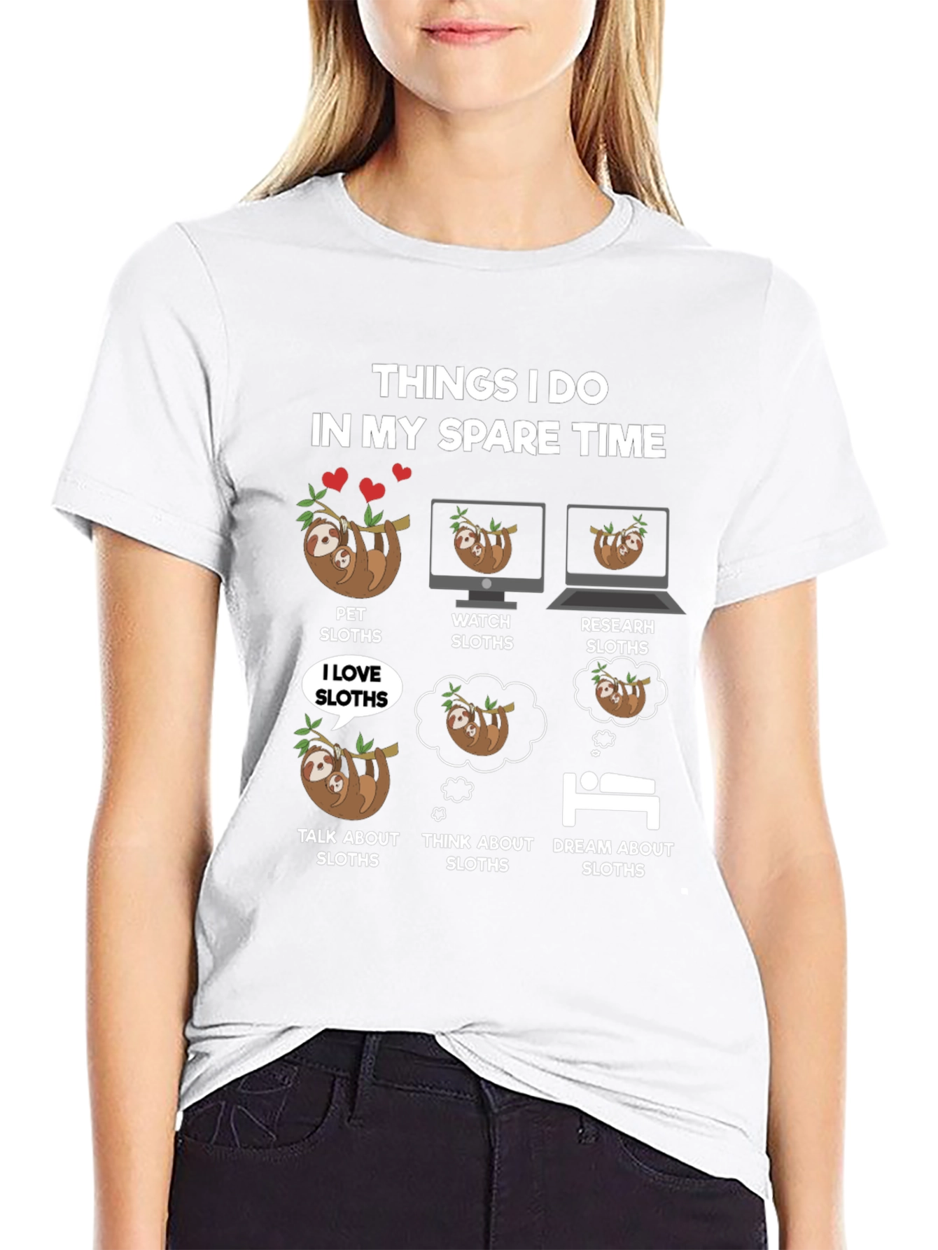 Funny Sloth Lover T-Shirt - Spare Time Sloth Activities