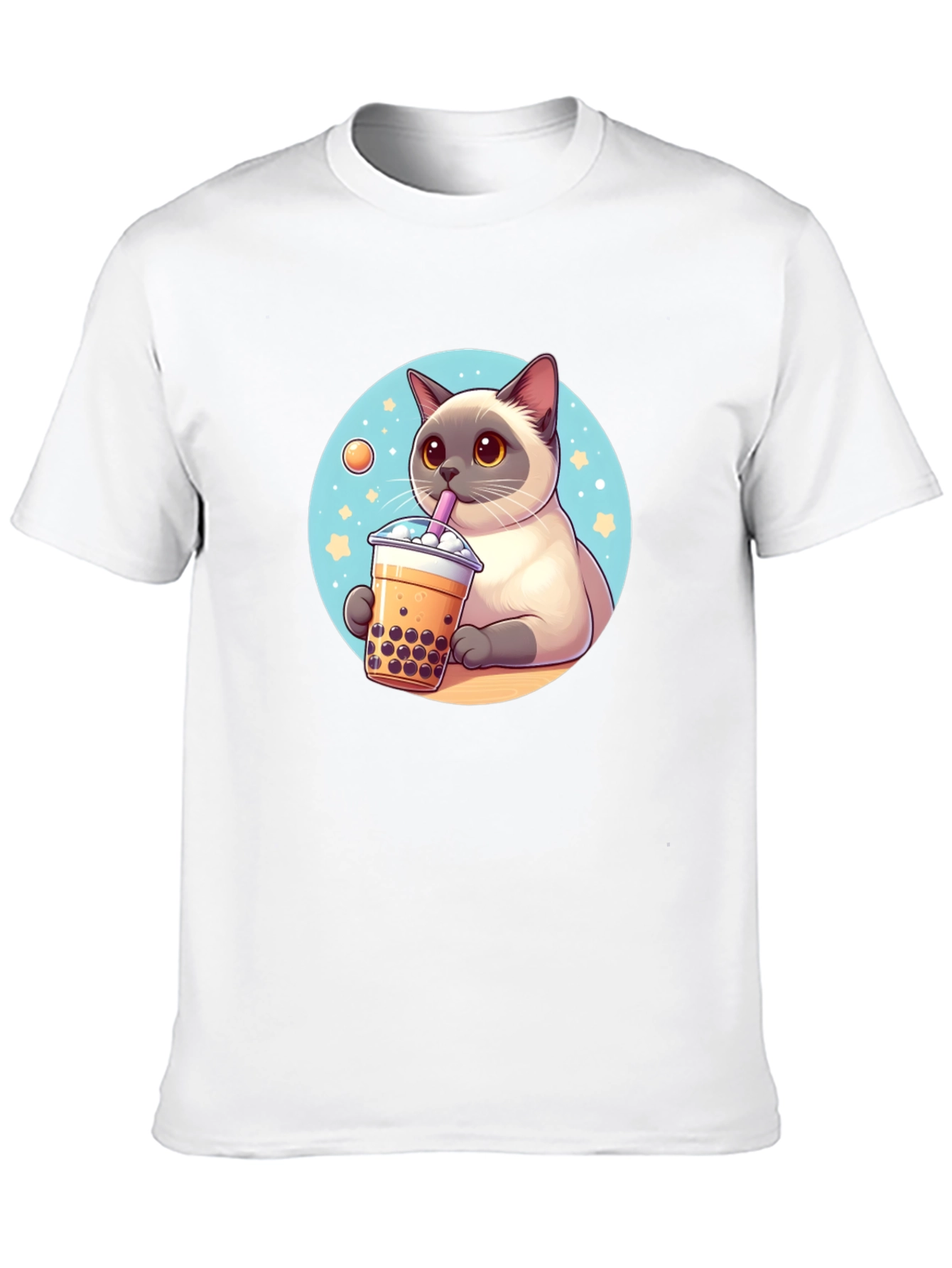 Cute Cartoon Cat Boba Tea Graphic T-Shirt