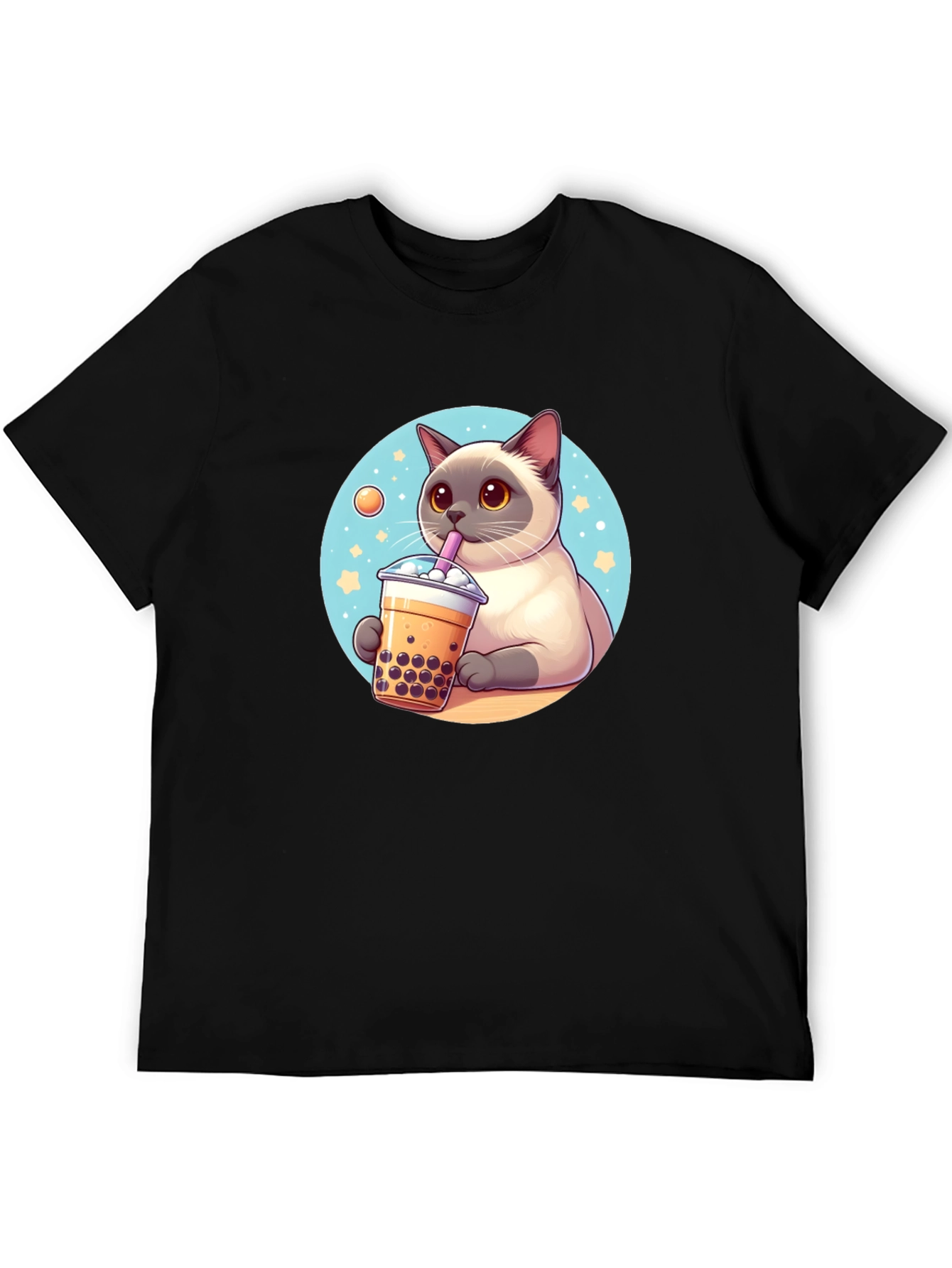 Cute Cartoon Cat Boba Tea Graphic T-Shirt