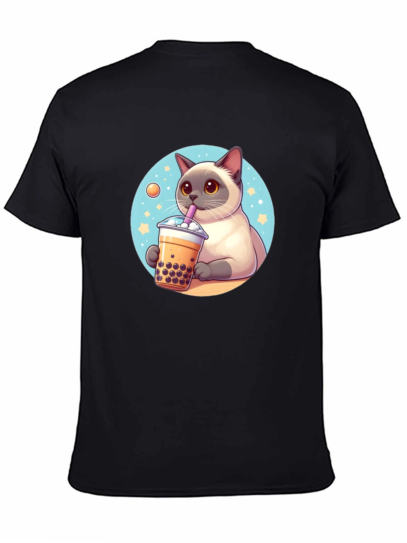 Cute Cartoon Cat Boba Tea Graphic T-Shirt