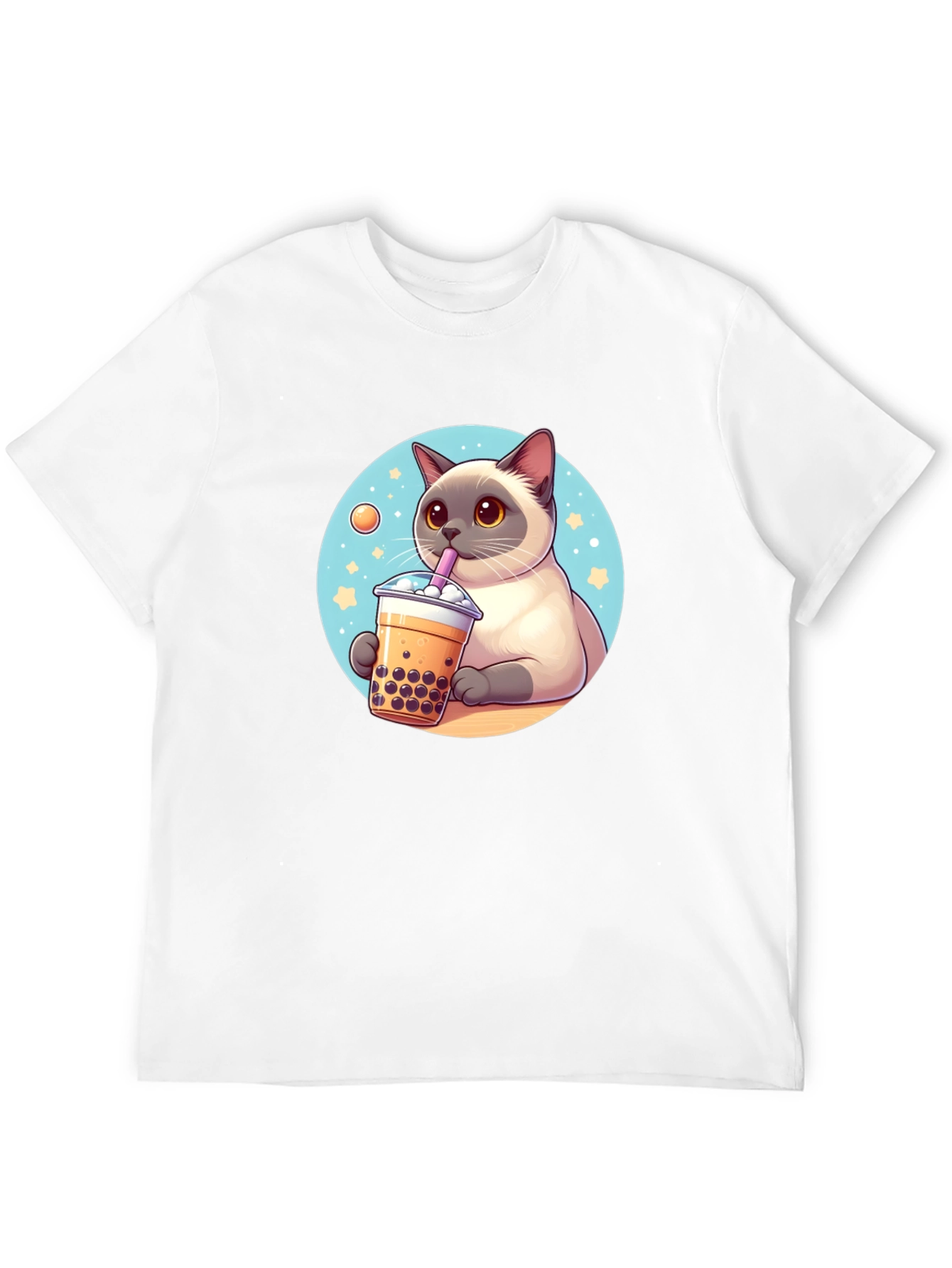 Cute Cartoon Cat Boba Tea Graphic T-Shirt