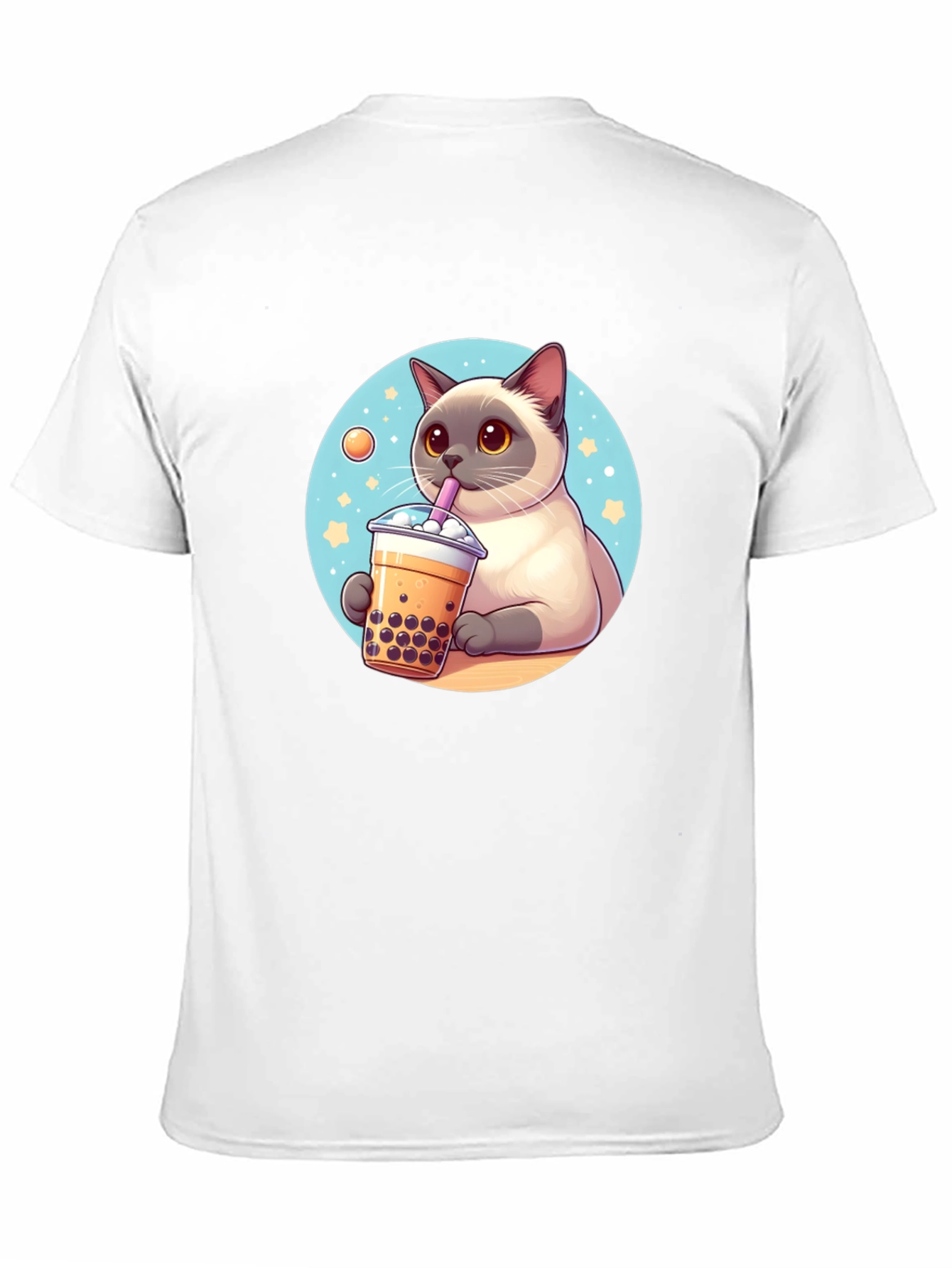 Cute Cartoon Cat Boba Tea Graphic T-Shirt