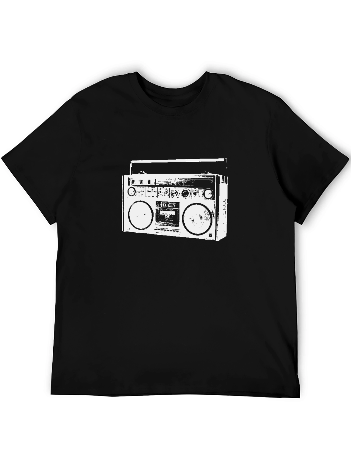 Retro Boombox Graphic Tee - Black