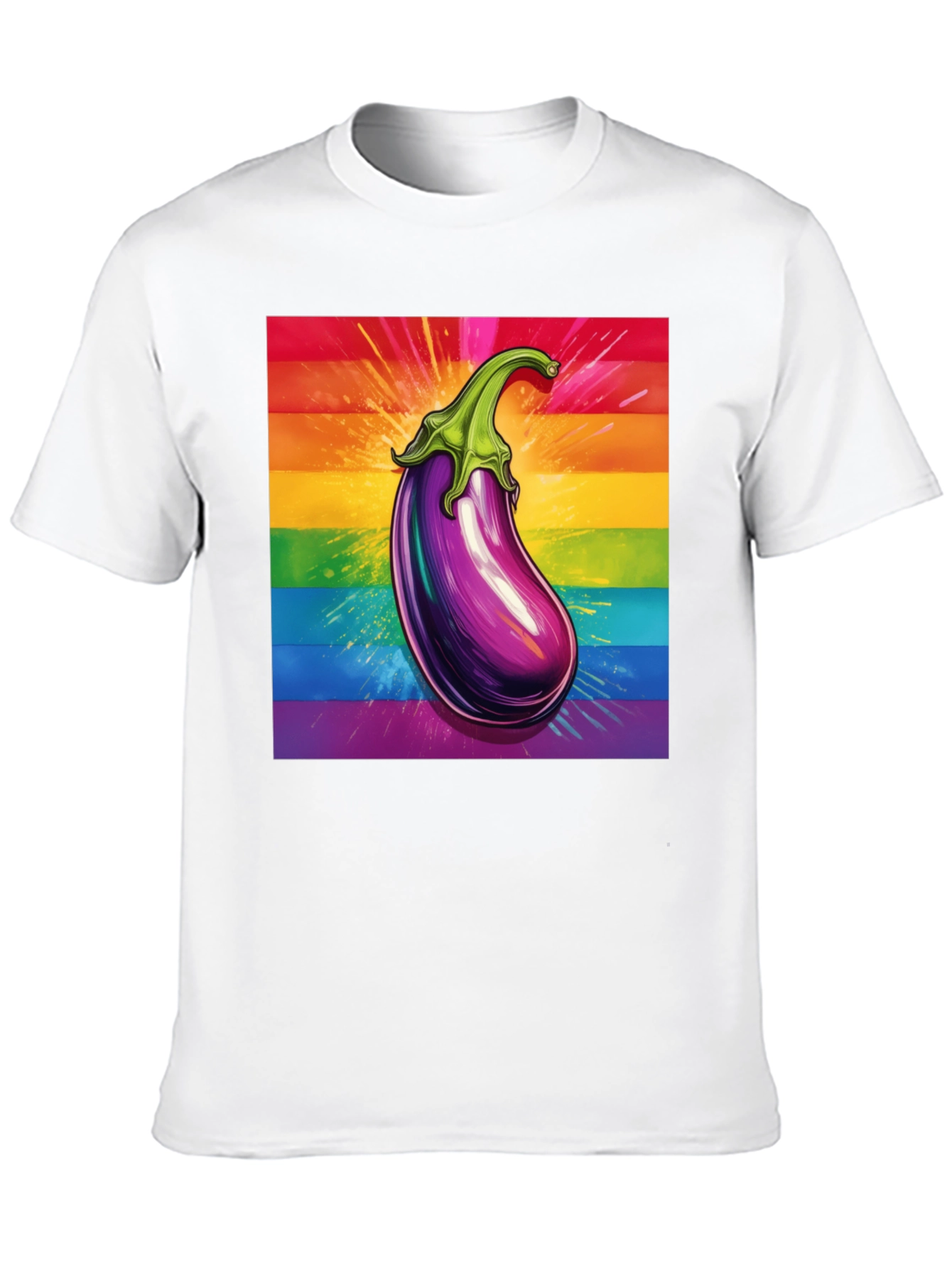 Eggplant Pride T-Shirt: Bold Rainbow Graphic Tee