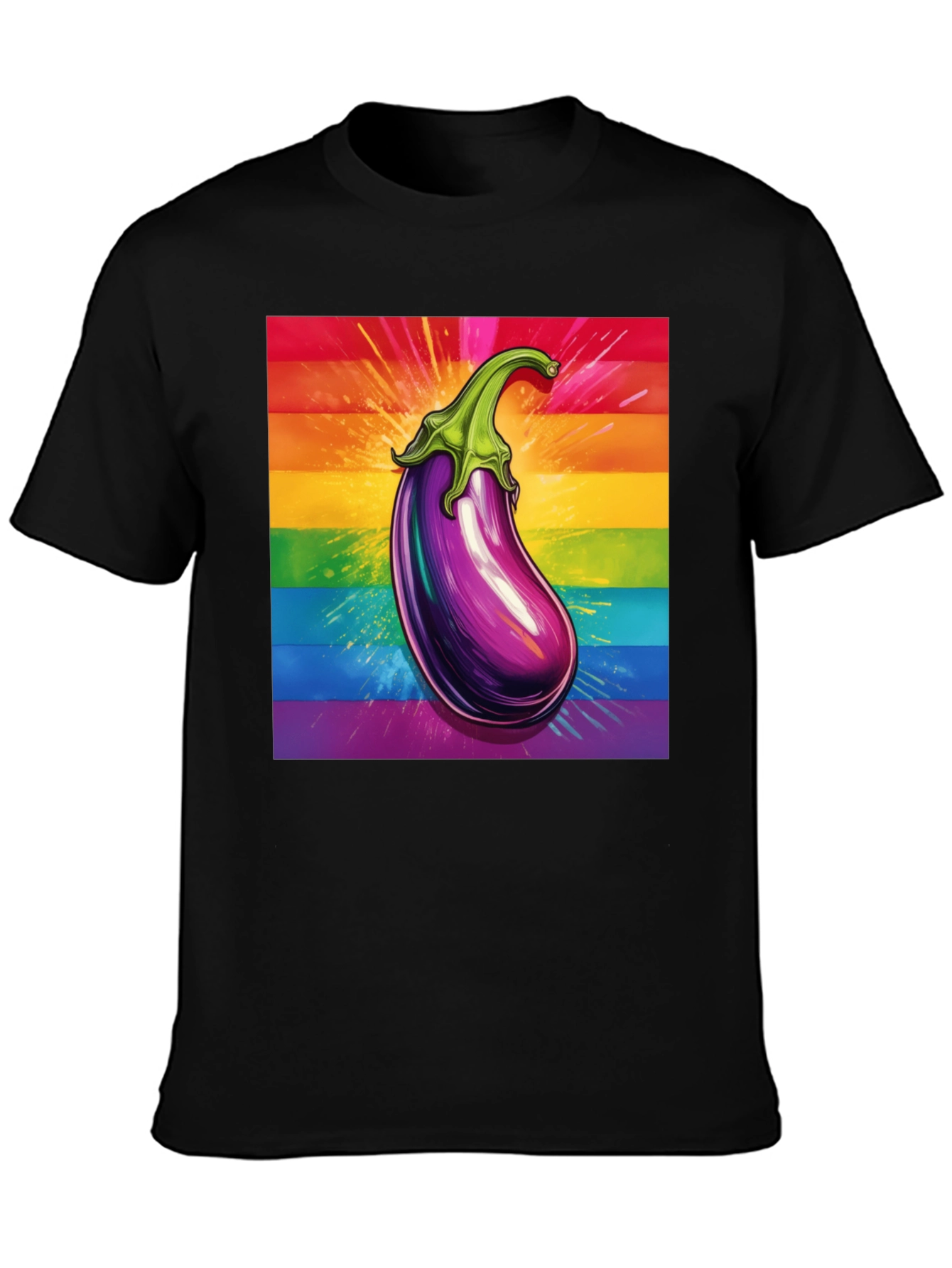 Eggplant Pride T-Shirt: Bold Rainbow Graphic Tee