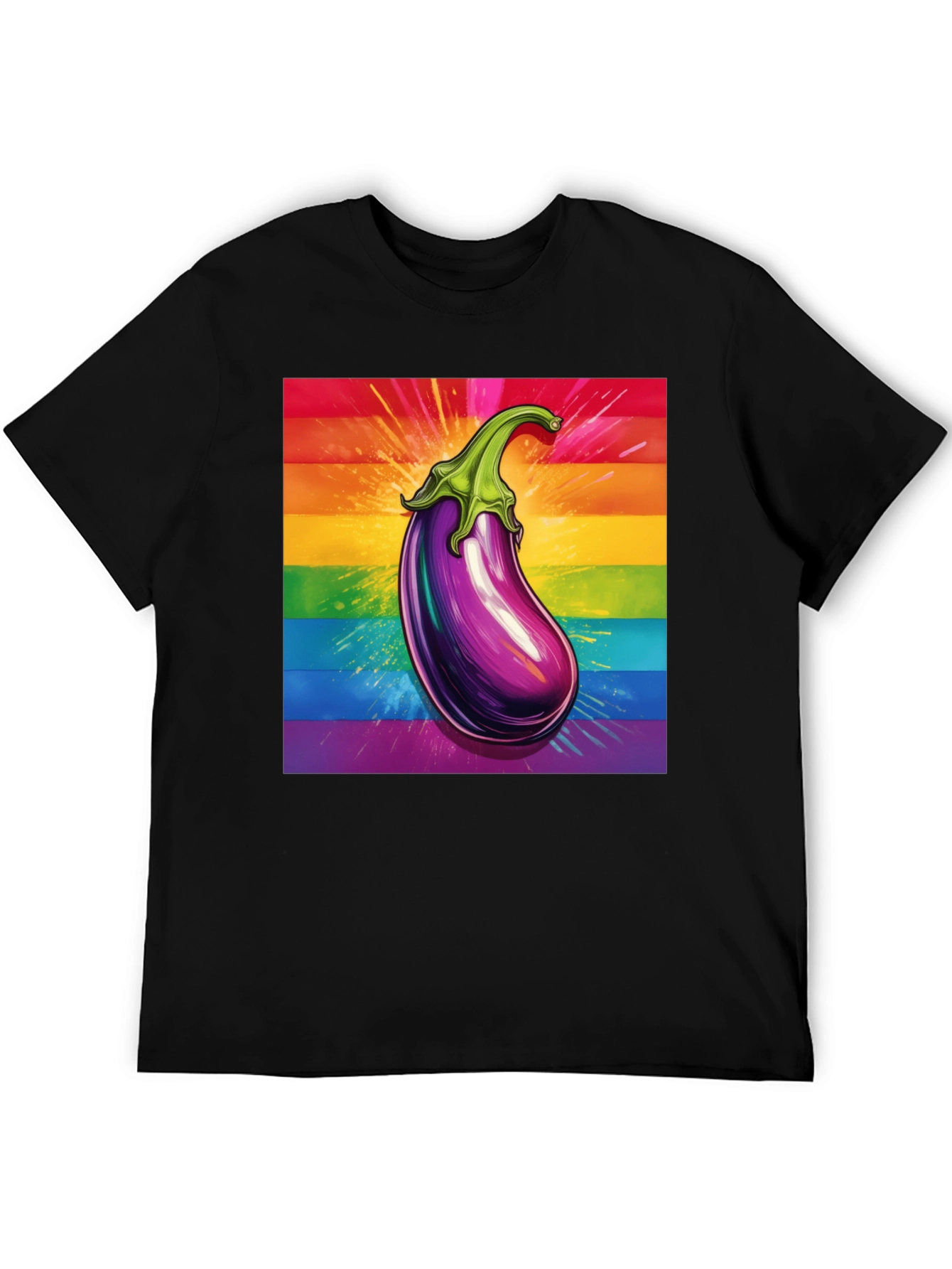 Eggplant Pride T-Shirt: Bold Rainbow Graphic Tee