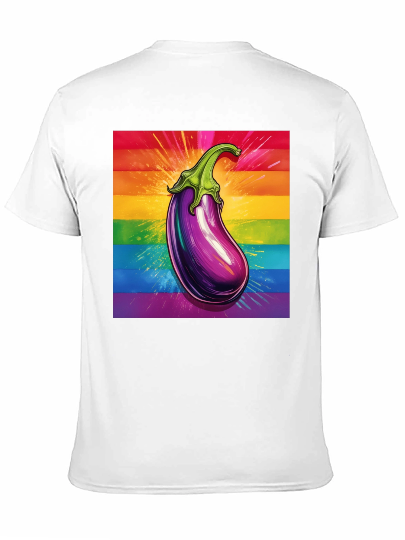Eggplant Pride T-Shirt: Bold Rainbow Graphic Tee