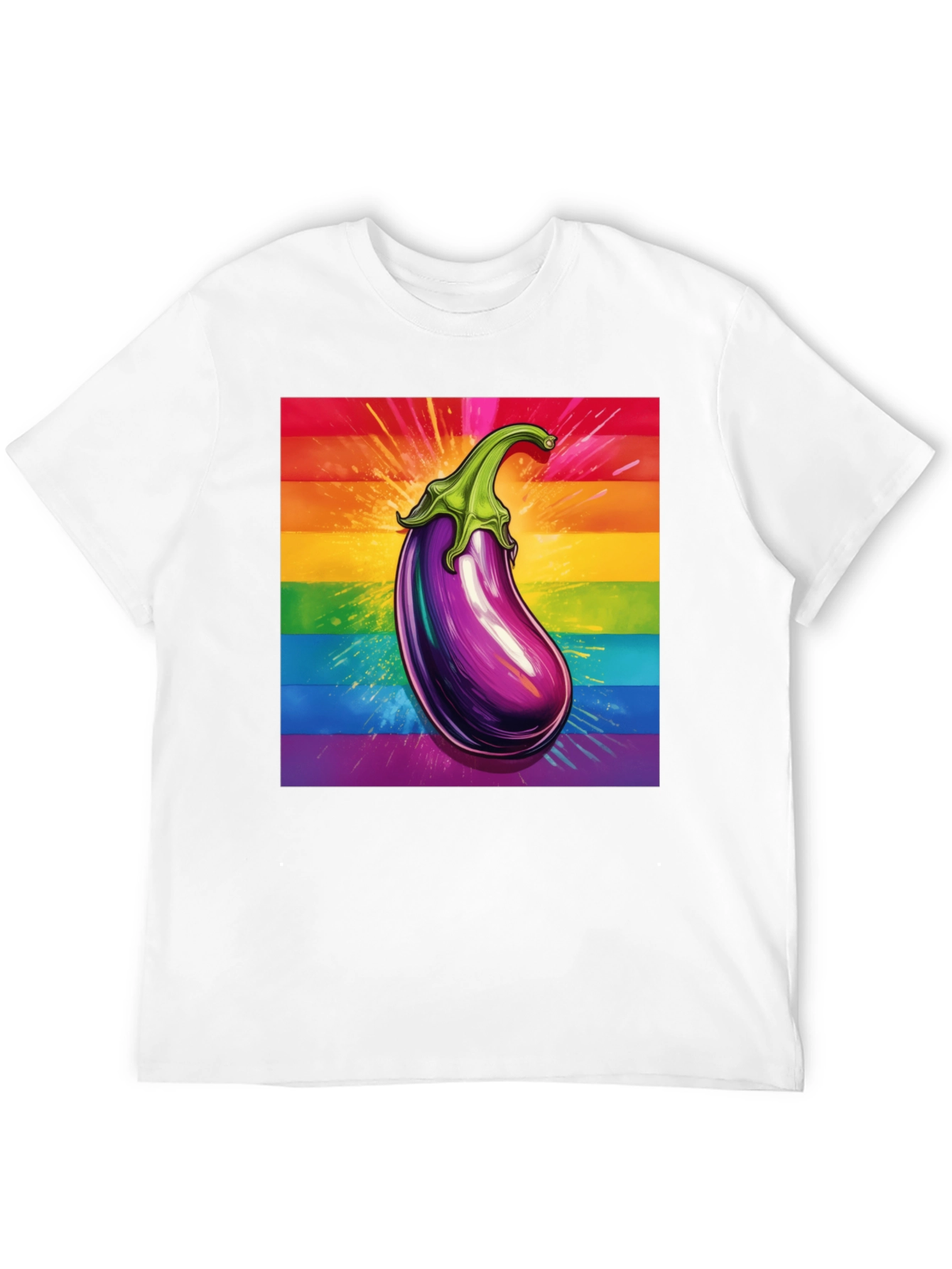 Eggplant Pride T-Shirt: Bold Rainbow Graphic Tee