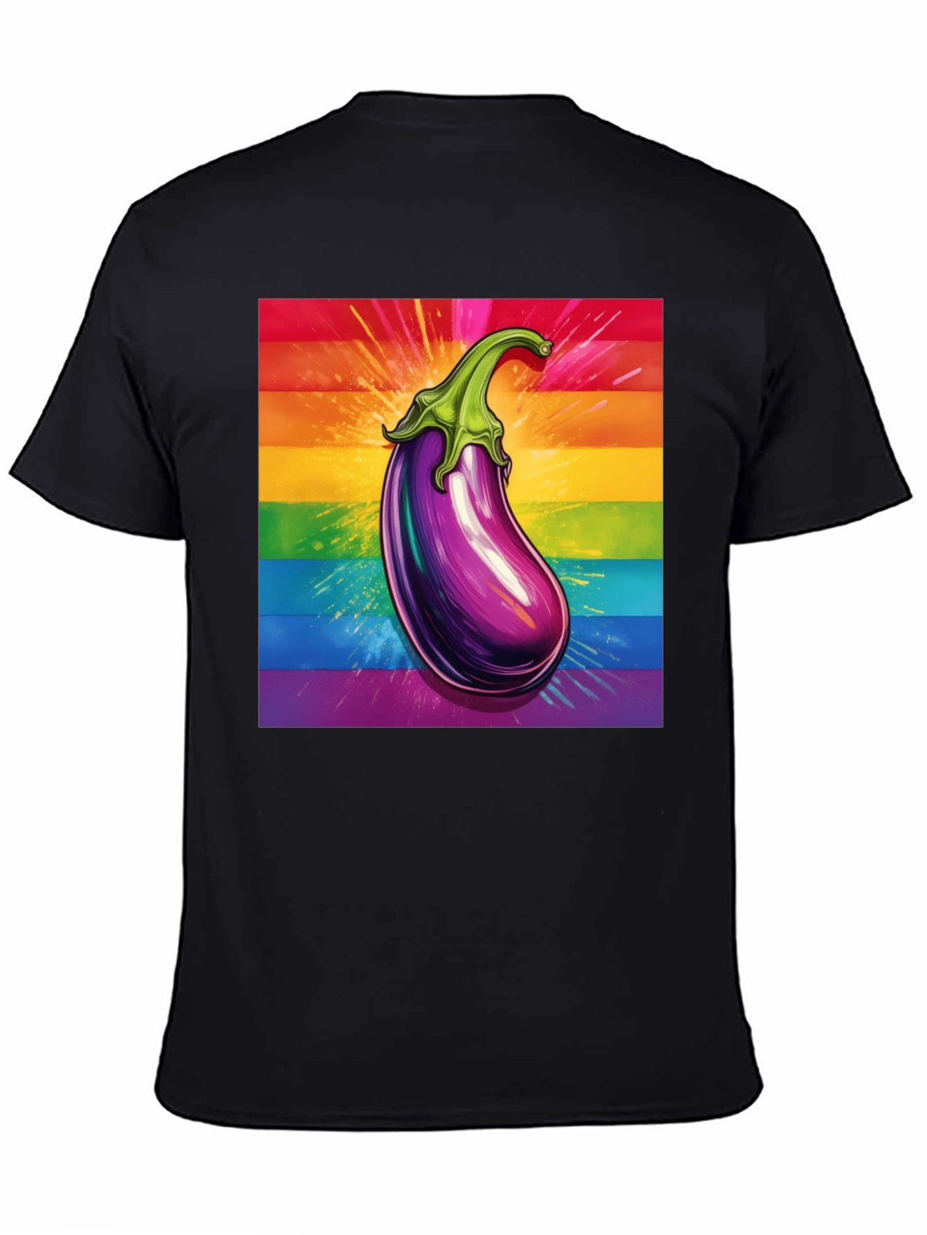 Eggplant Pride T-Shirt: Bold Rainbow Graphic Tee