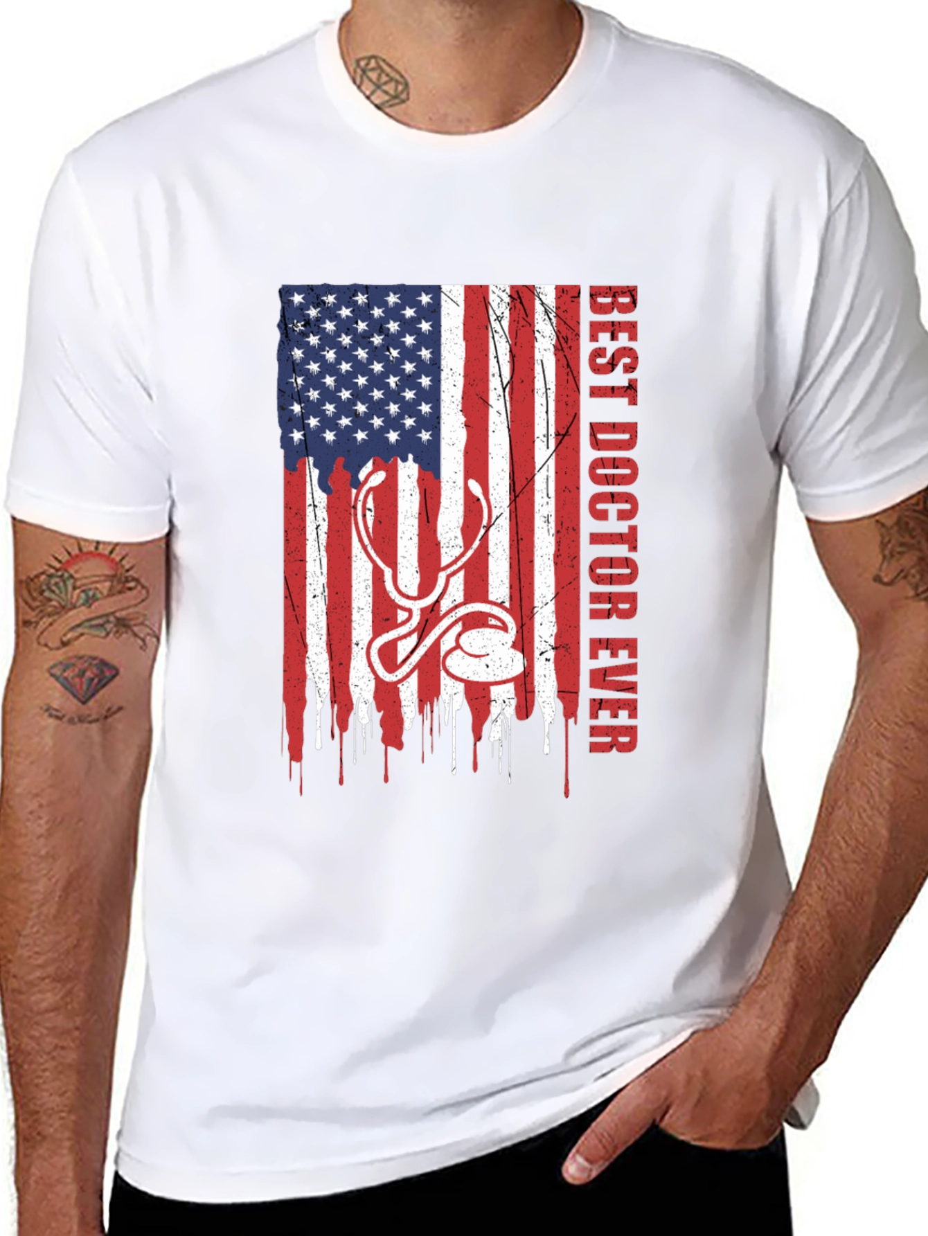Best Doctor Ever American Flag T-Shirt