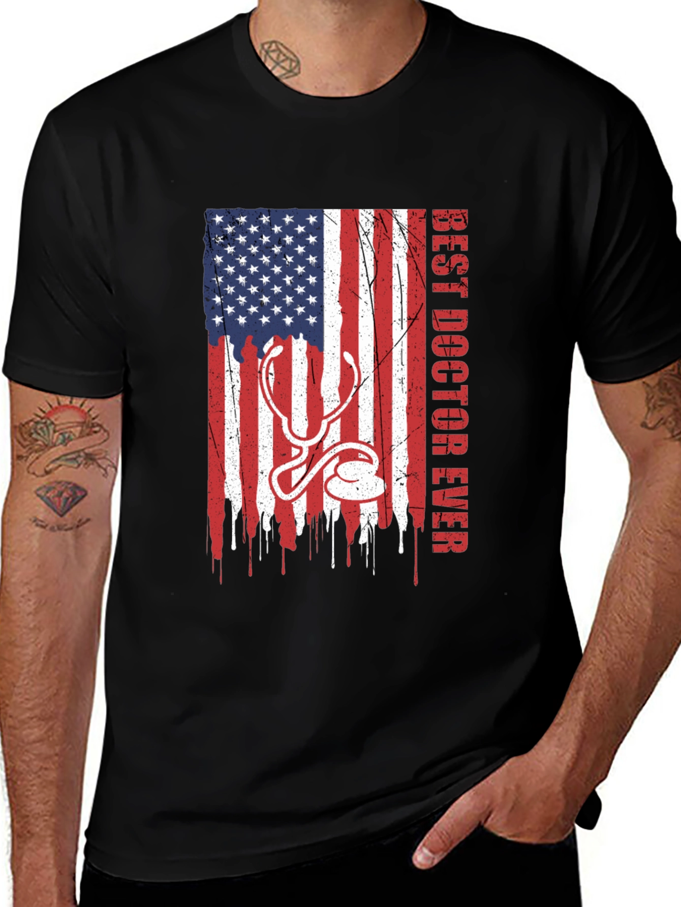 Best Doctor Ever American Flag T-Shirt