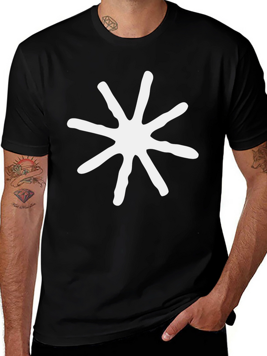 Abstract Star Graphic Tee - Modern Casual Black T-Shirt
