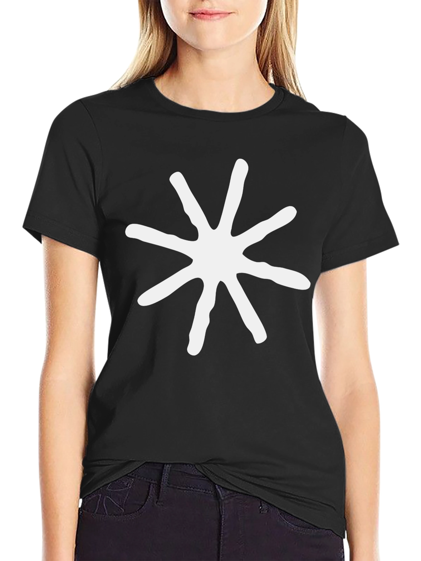 Abstract Star Graphic Tee - Modern Casual Black T-Shirt
