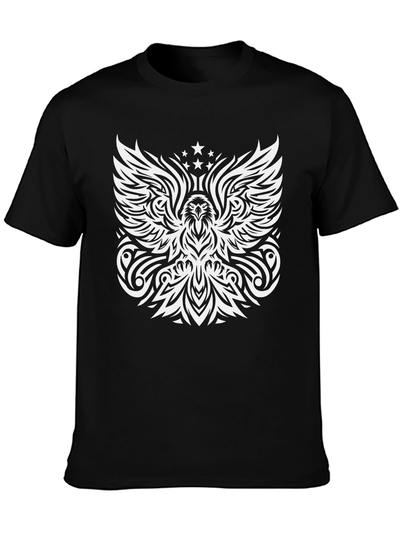 Tribal Eagle Graphic Print Mens Black T-Shirt
