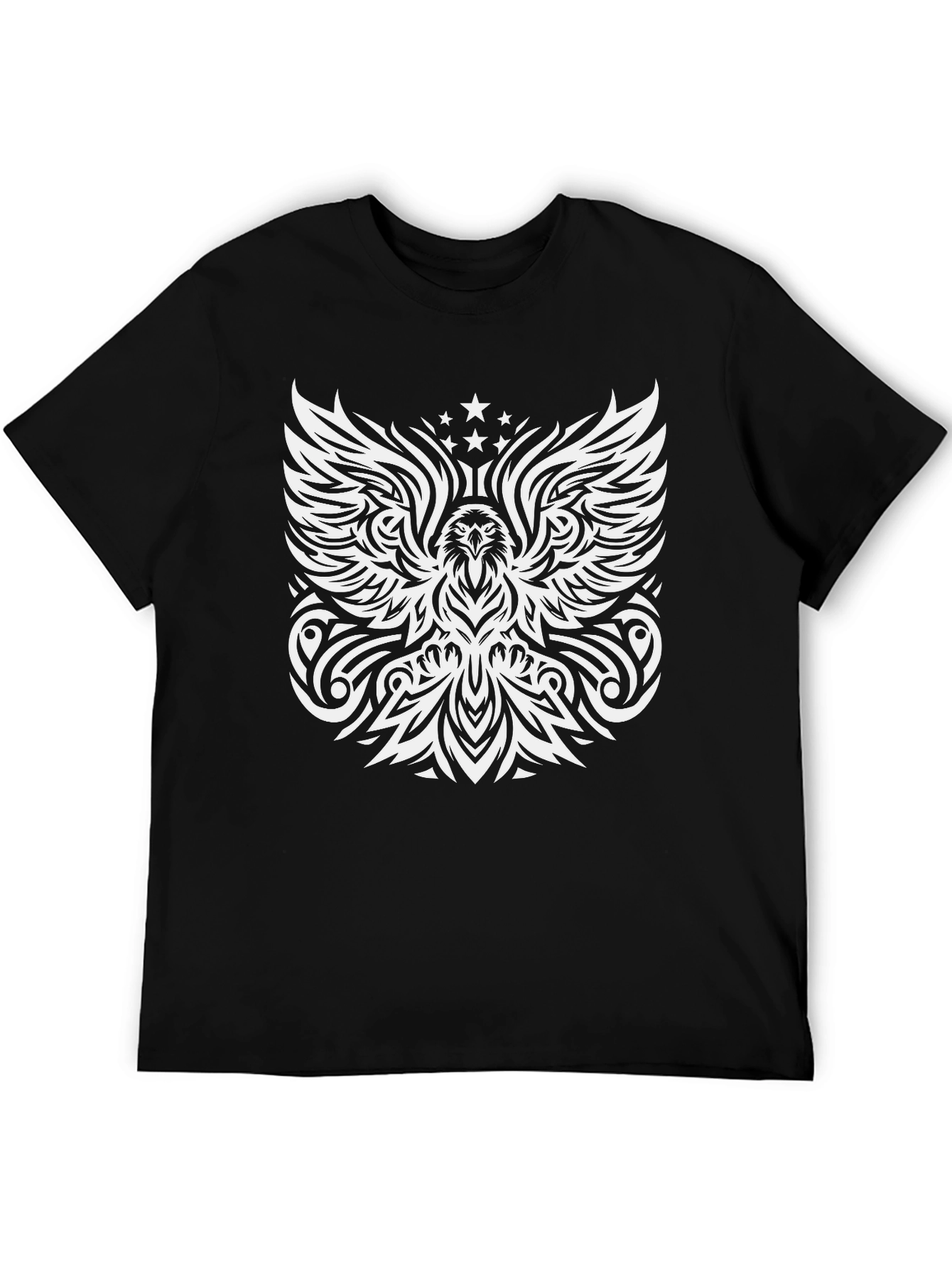 Tribal Eagle Graphic Print Mens Black T-Shirt