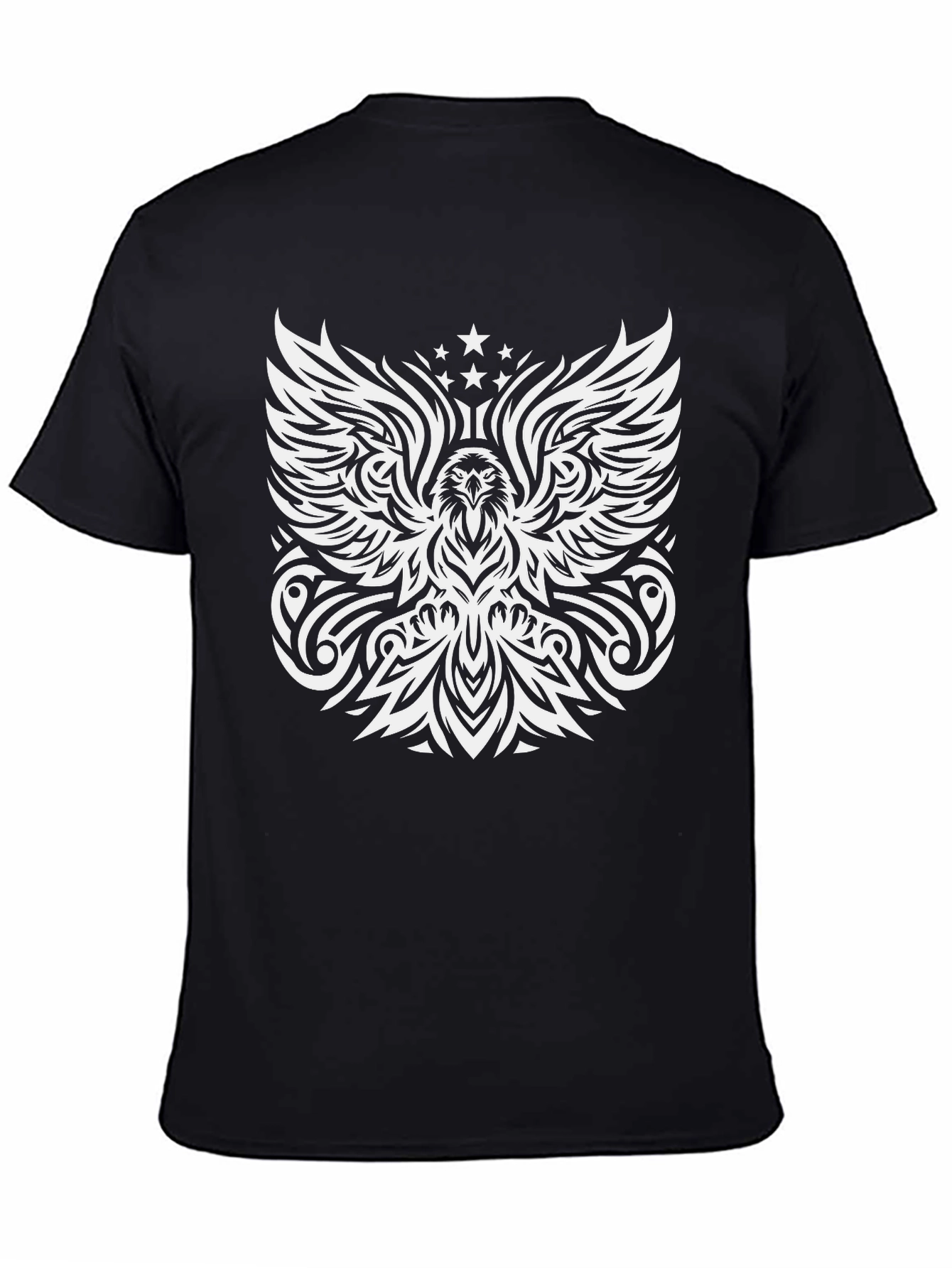 Tribal Eagle Graphic Print Mens Black T-Shirt