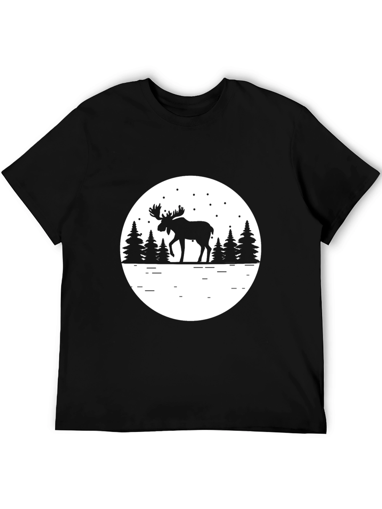Moose Silhouette Graphic Tee - Black Cotton Comfort