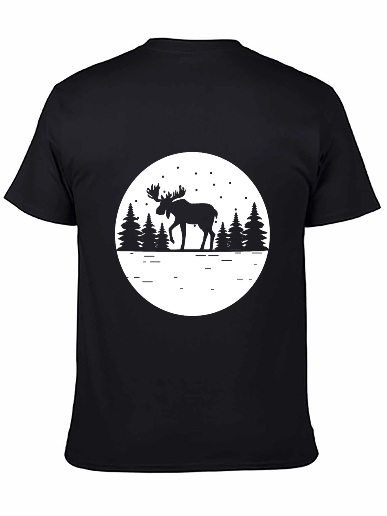 Moose Silhouette Graphic Tee - Black Cotton Comfort