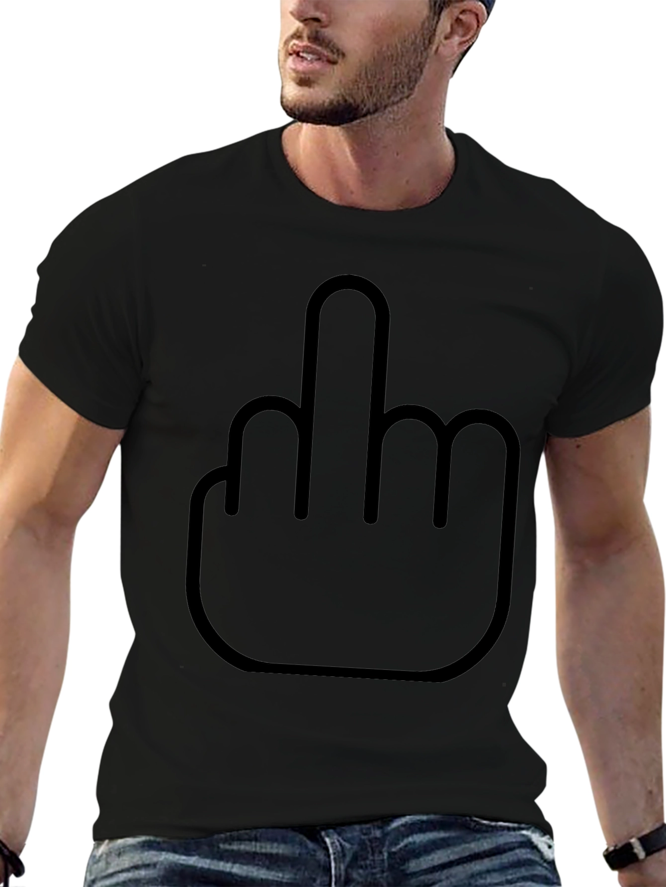 Funny Middle Finger Graphic Black T-Shirt