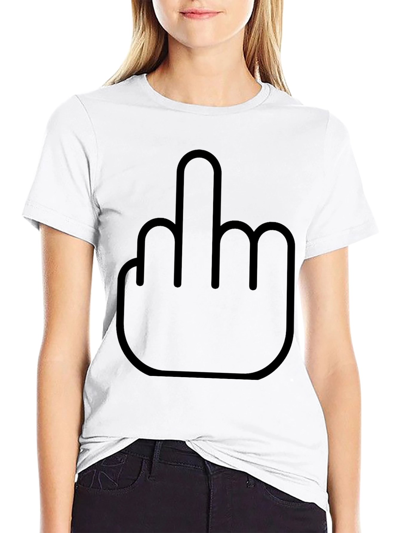 Funny Middle Finger Graphic Black T-Shirt