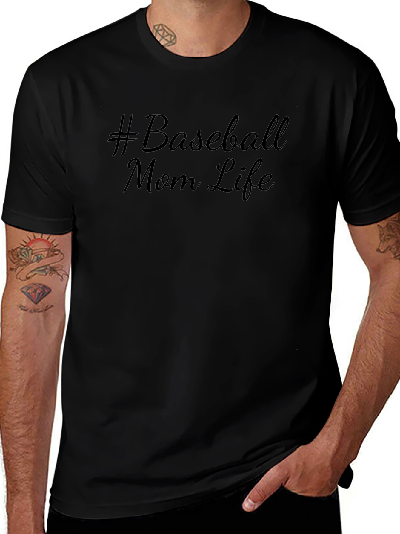 #Baseball Mom Life Black Graphic Tee