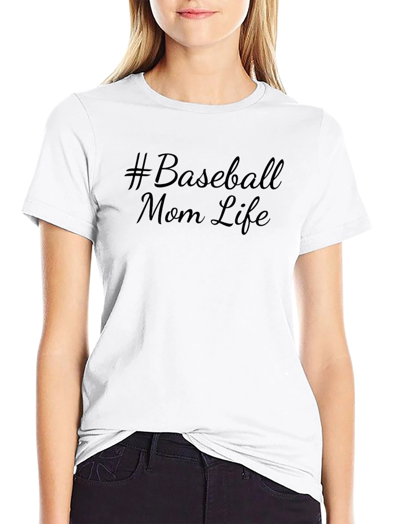 #Baseball Mom Life Black Graphic Tee