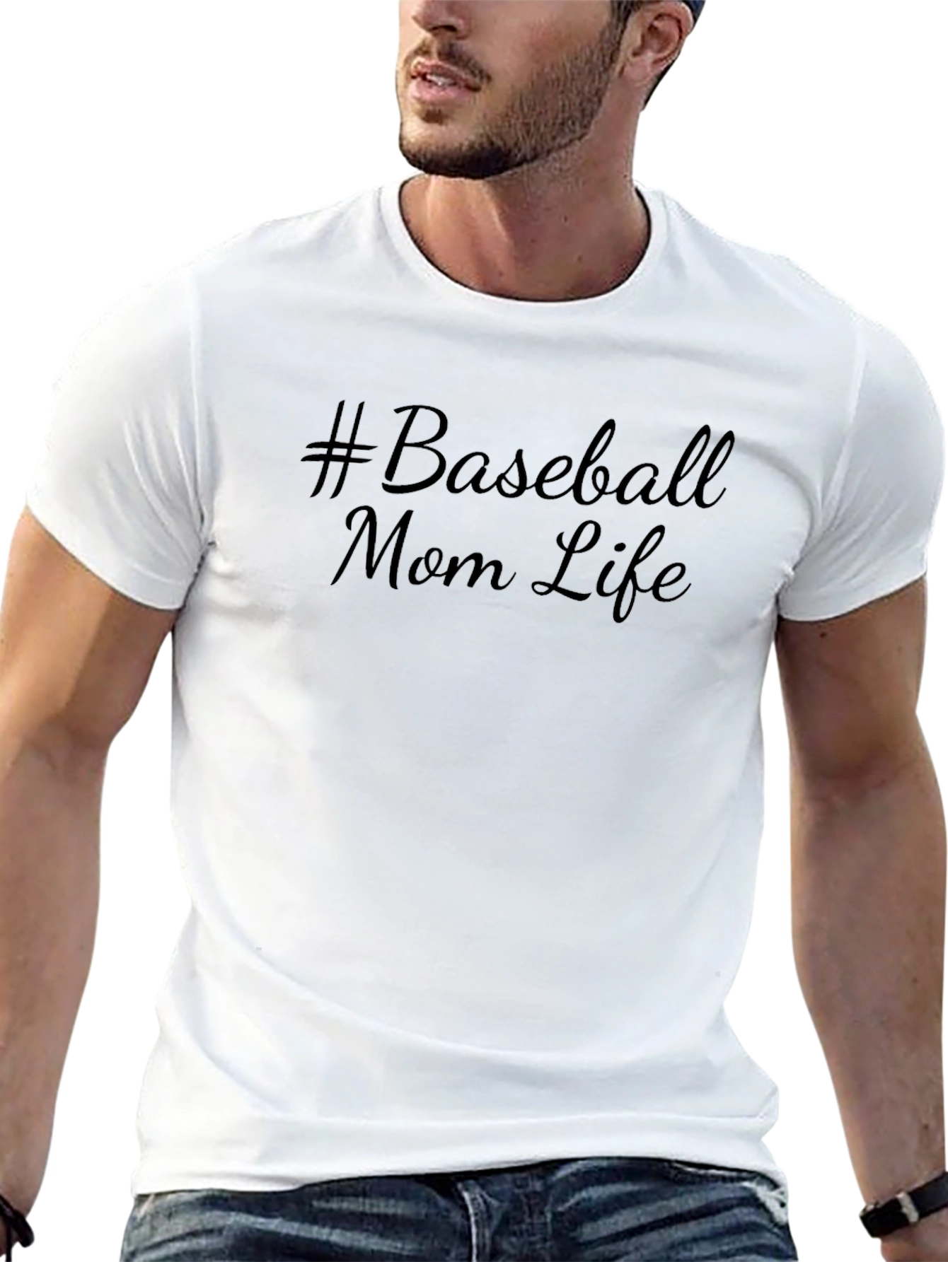 #Baseball Mom Life Black Graphic Tee