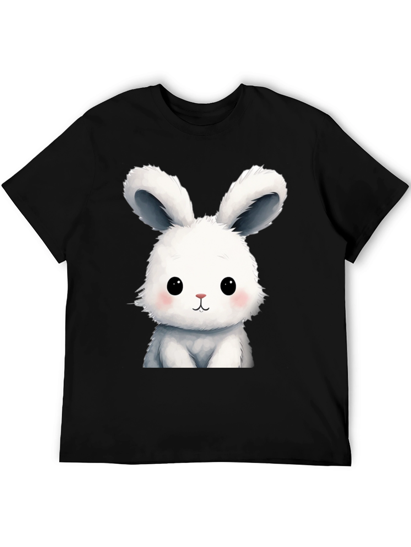 Cute Cartoon Bunny Black T-Shirt