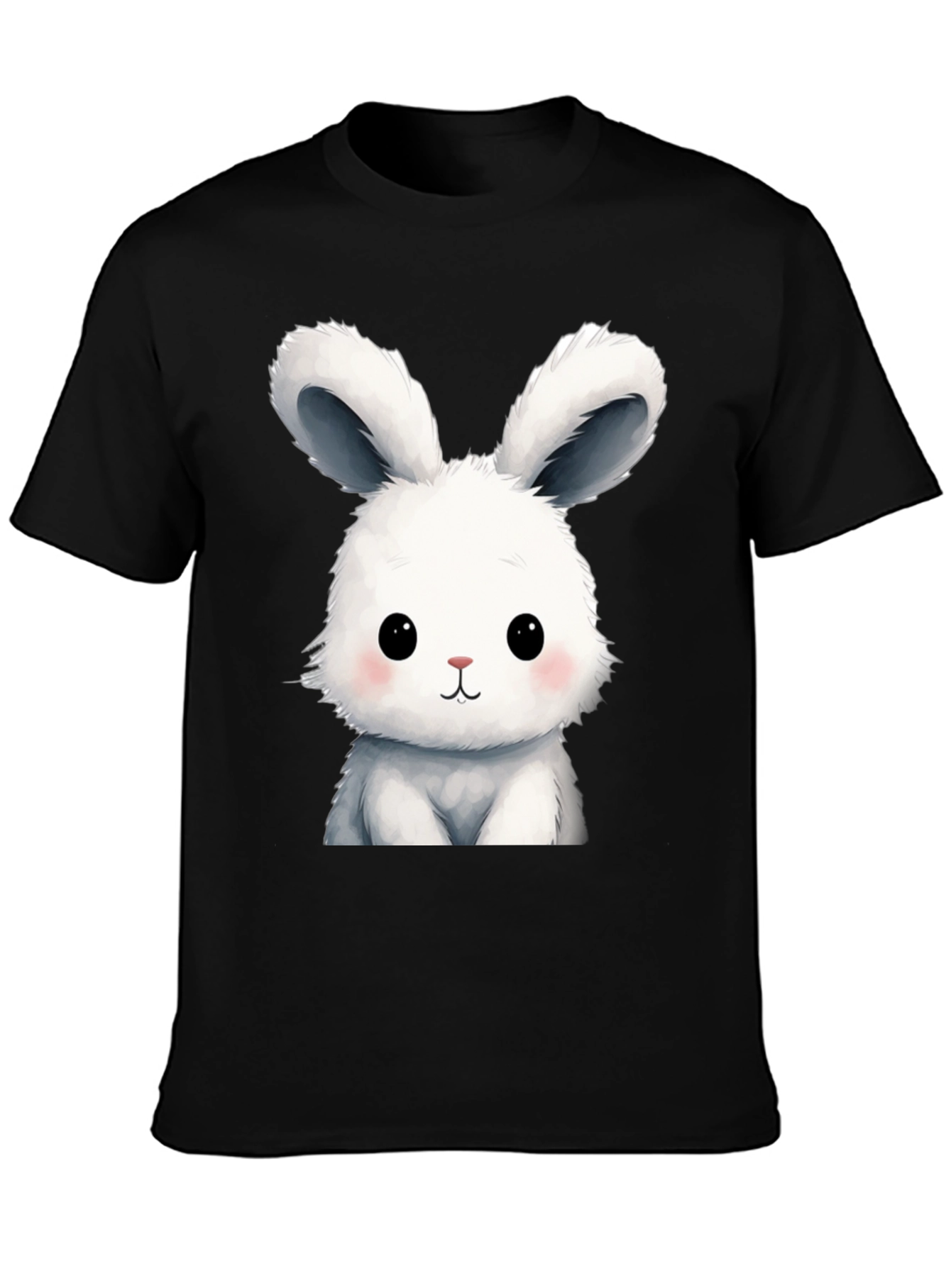 Cute Cartoon Bunny Black T-Shirt