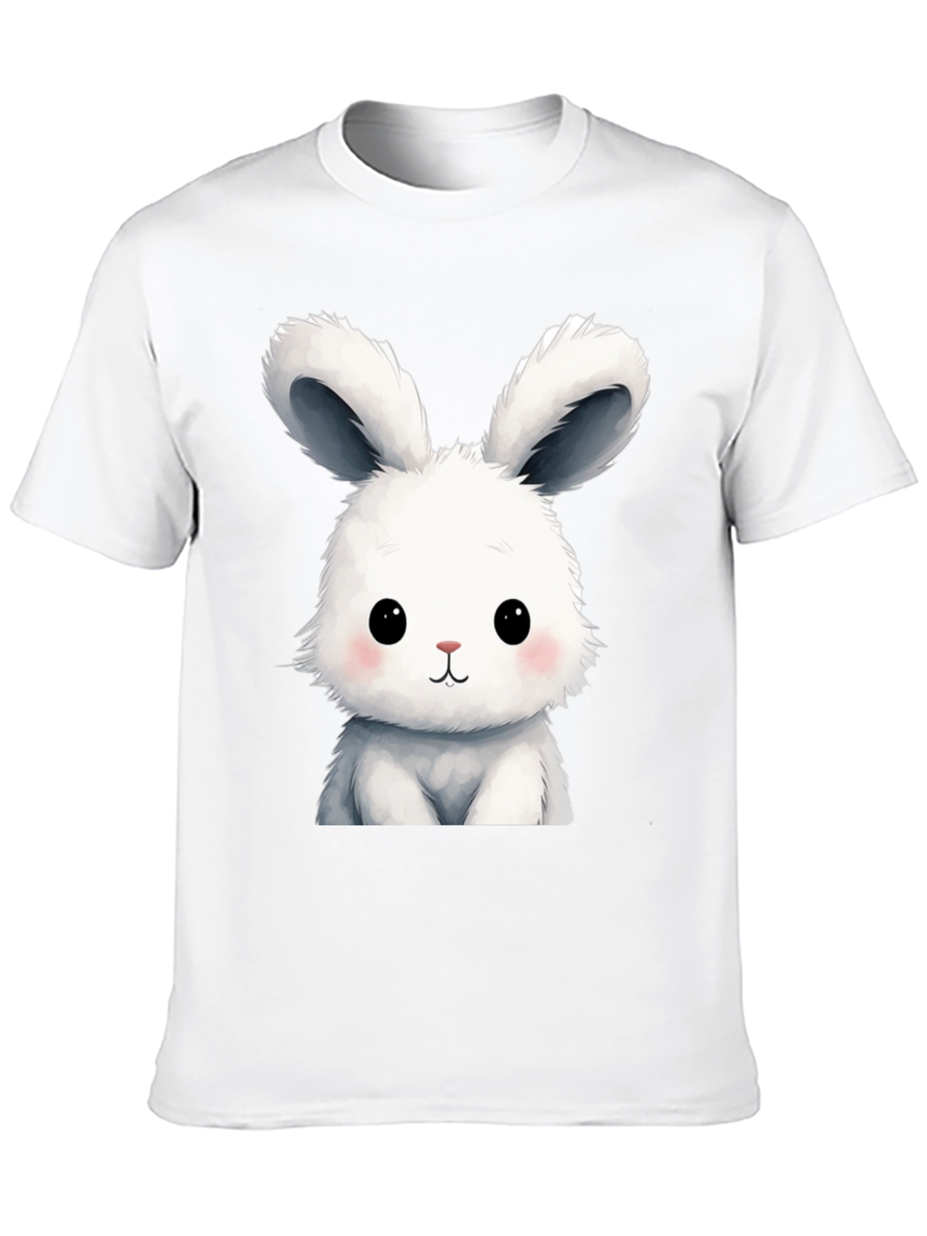 Cute Cartoon Bunny Black T-Shirt