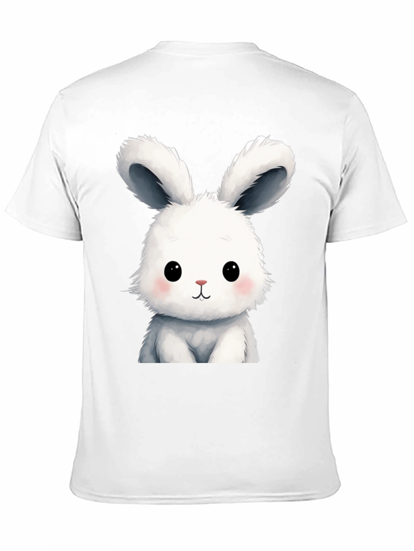 Cute Cartoon Bunny Black T-Shirt