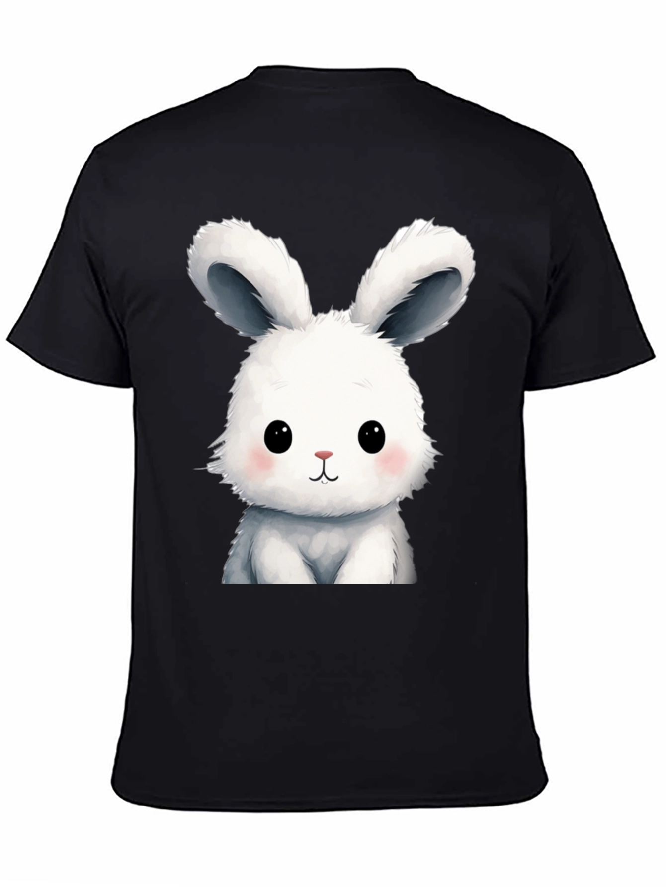 Cute Cartoon Bunny Black T-Shirt