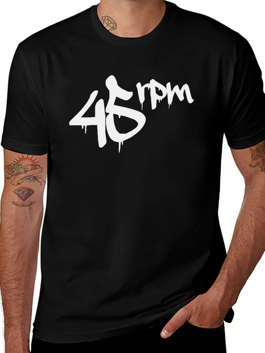 45 RPM Graphic Tee - Stylish Black Cotton T-Shirt
