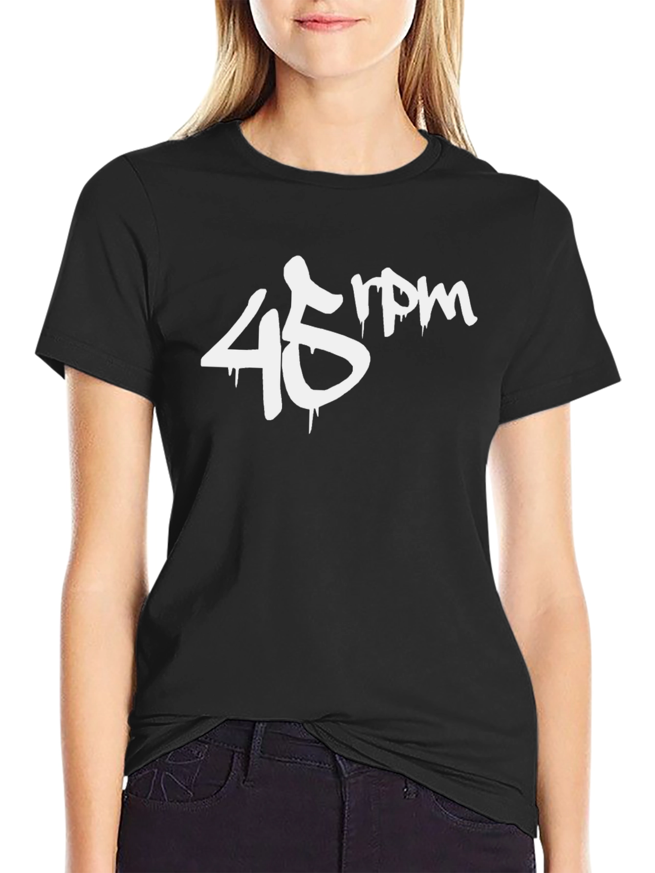 45 RPM Graphic Tee - Stylish Black Cotton T-Shirt