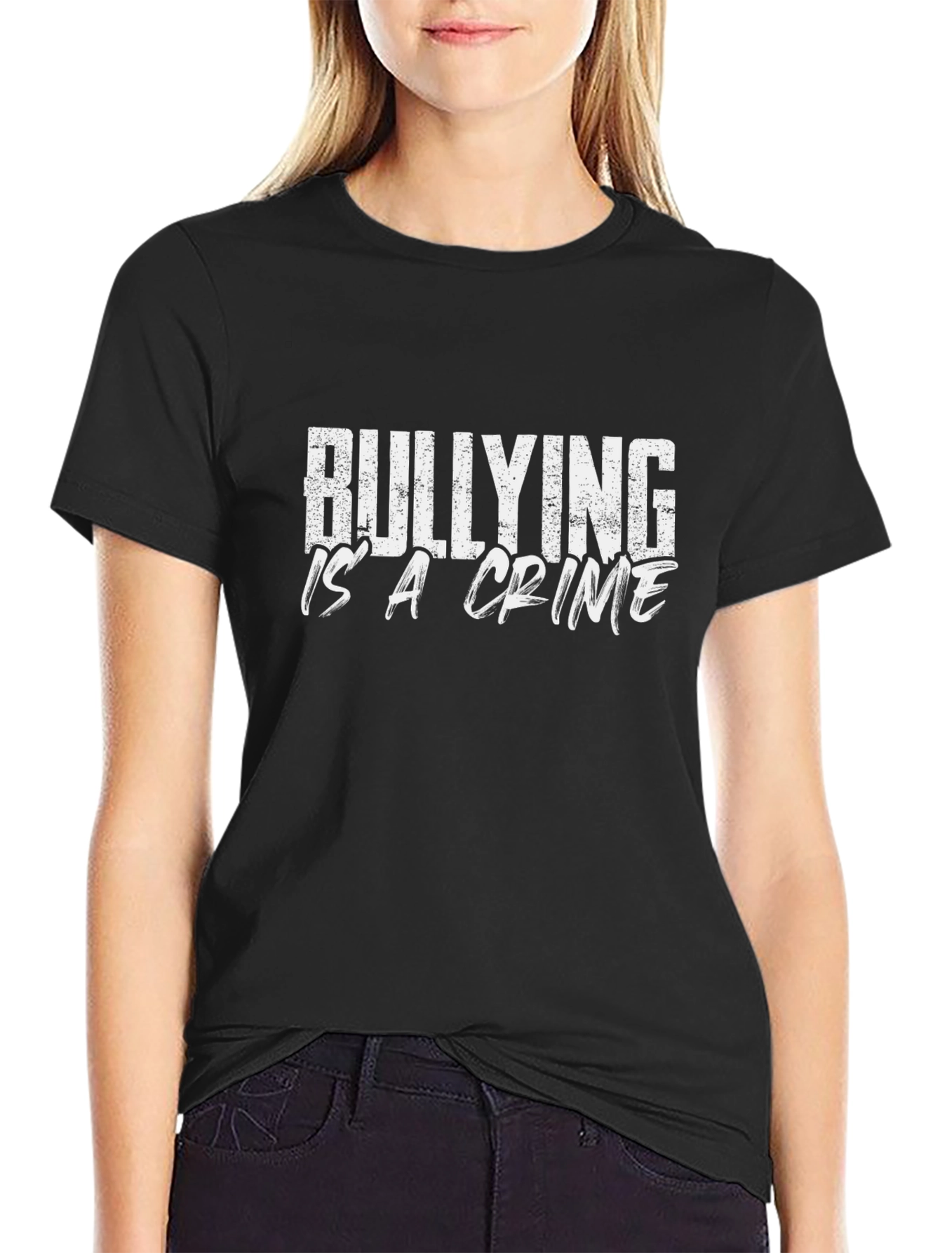 Bullying Is A Crime Black Graphic T-Shirt