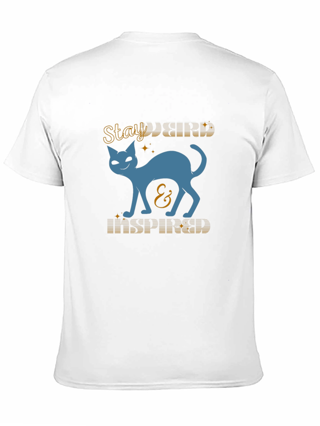 Stay Kind and Inspired Cat Graphic Tee - Black