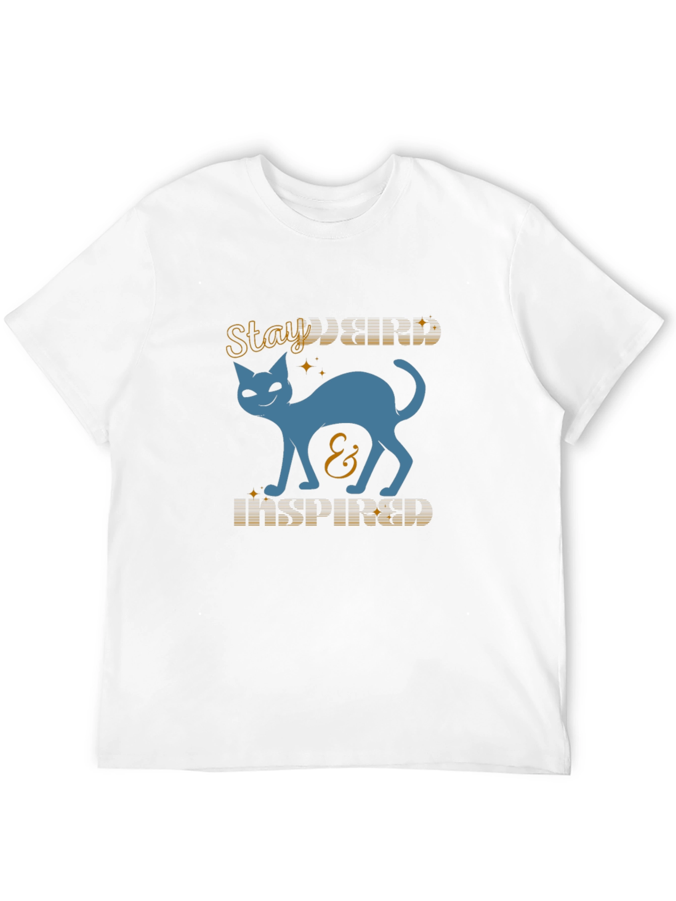Stay Kind and Inspired Cat Graphic Tee - Black