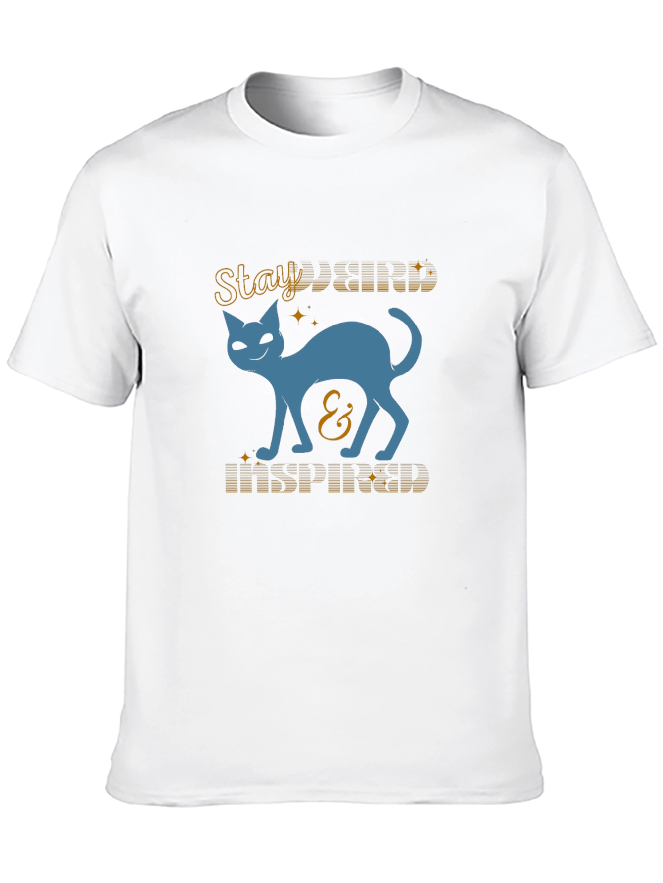 Stay Kind and Inspired Cat Graphic Tee - Black