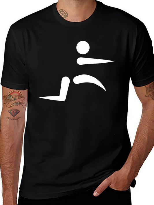 Mens Black T-Shirt with Abstract Runner Design