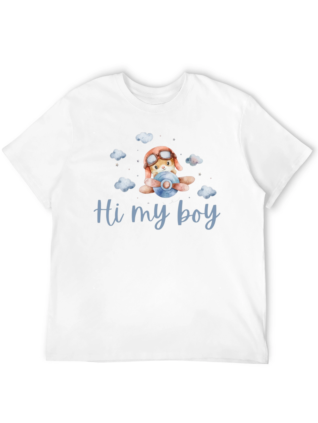 Cute Aviator Bunny Hi my boy Black T-Shirt