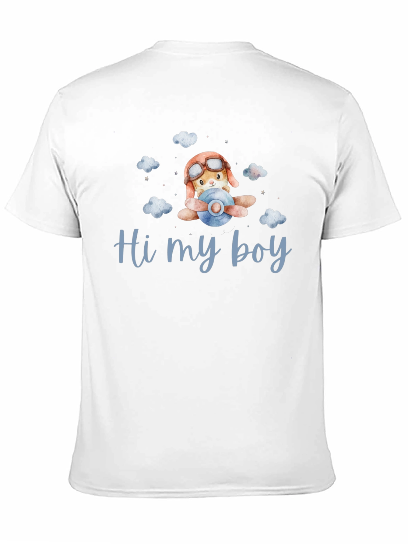 Cute Aviator Bunny Hi my boy Black T-Shirt