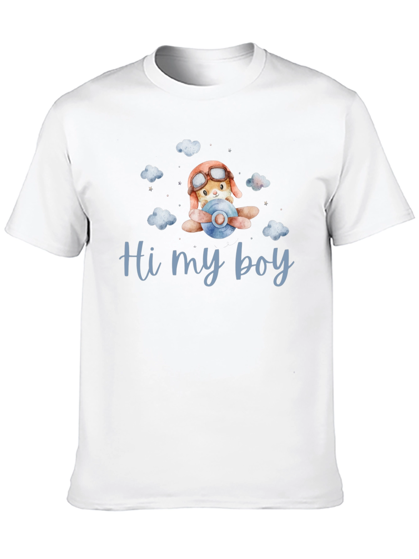 Cute Aviator Bunny Hi my boy Black T-Shirt