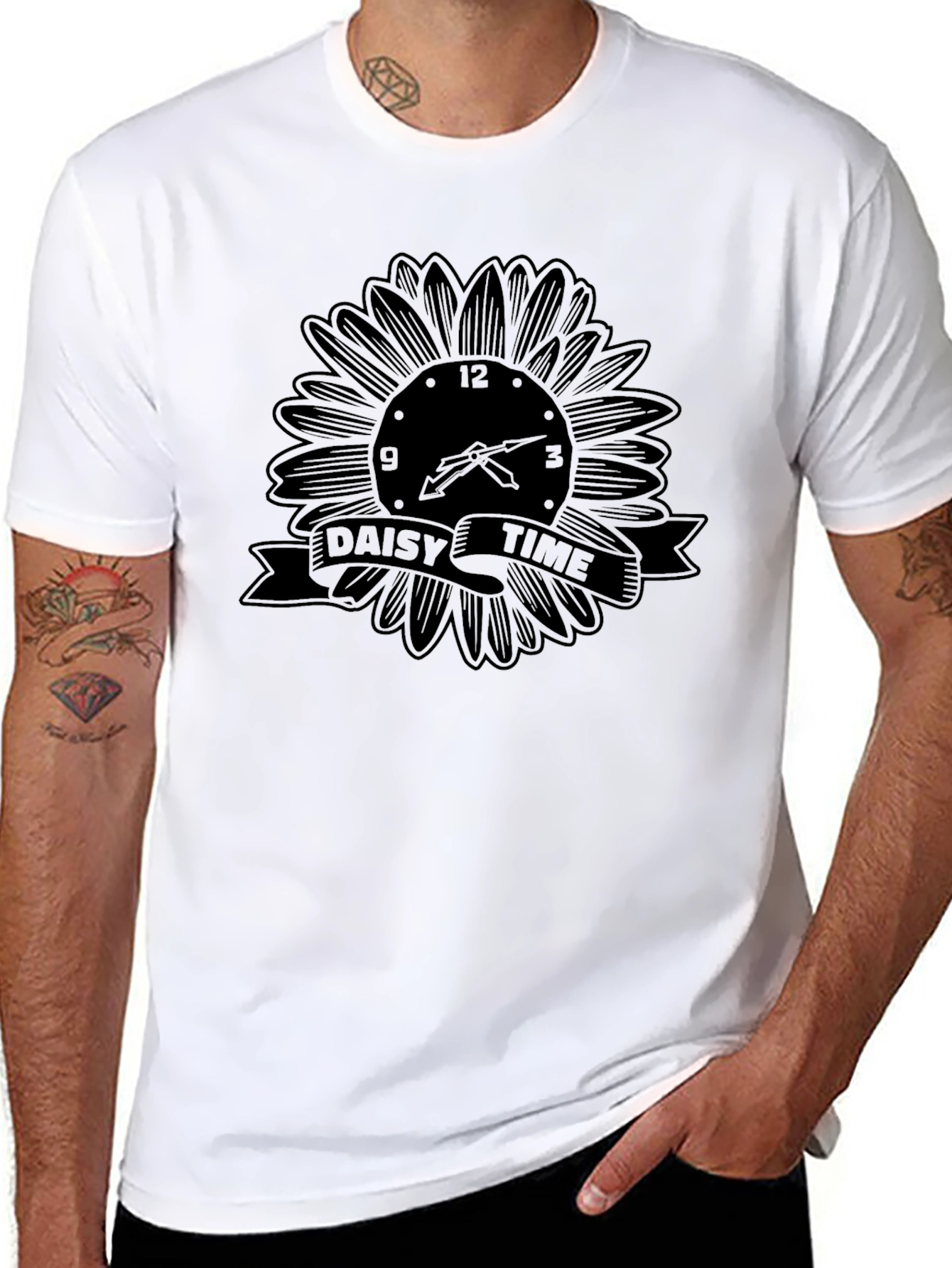 Daisy Time Graphic Tee - Stylish Black Cotton T-Shirt