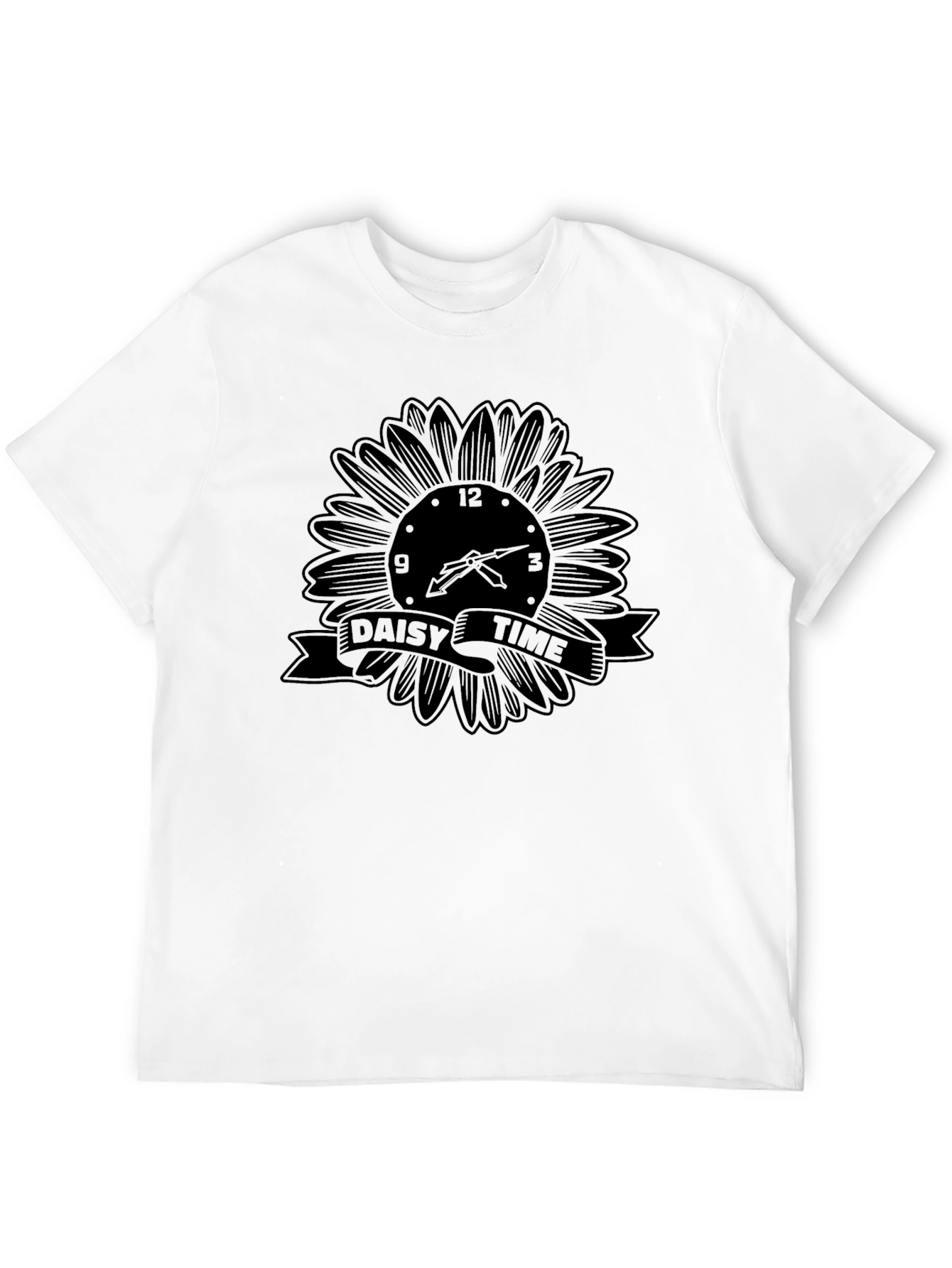 Daisy Time Graphic Tee - Stylish Black Cotton T-Shirt