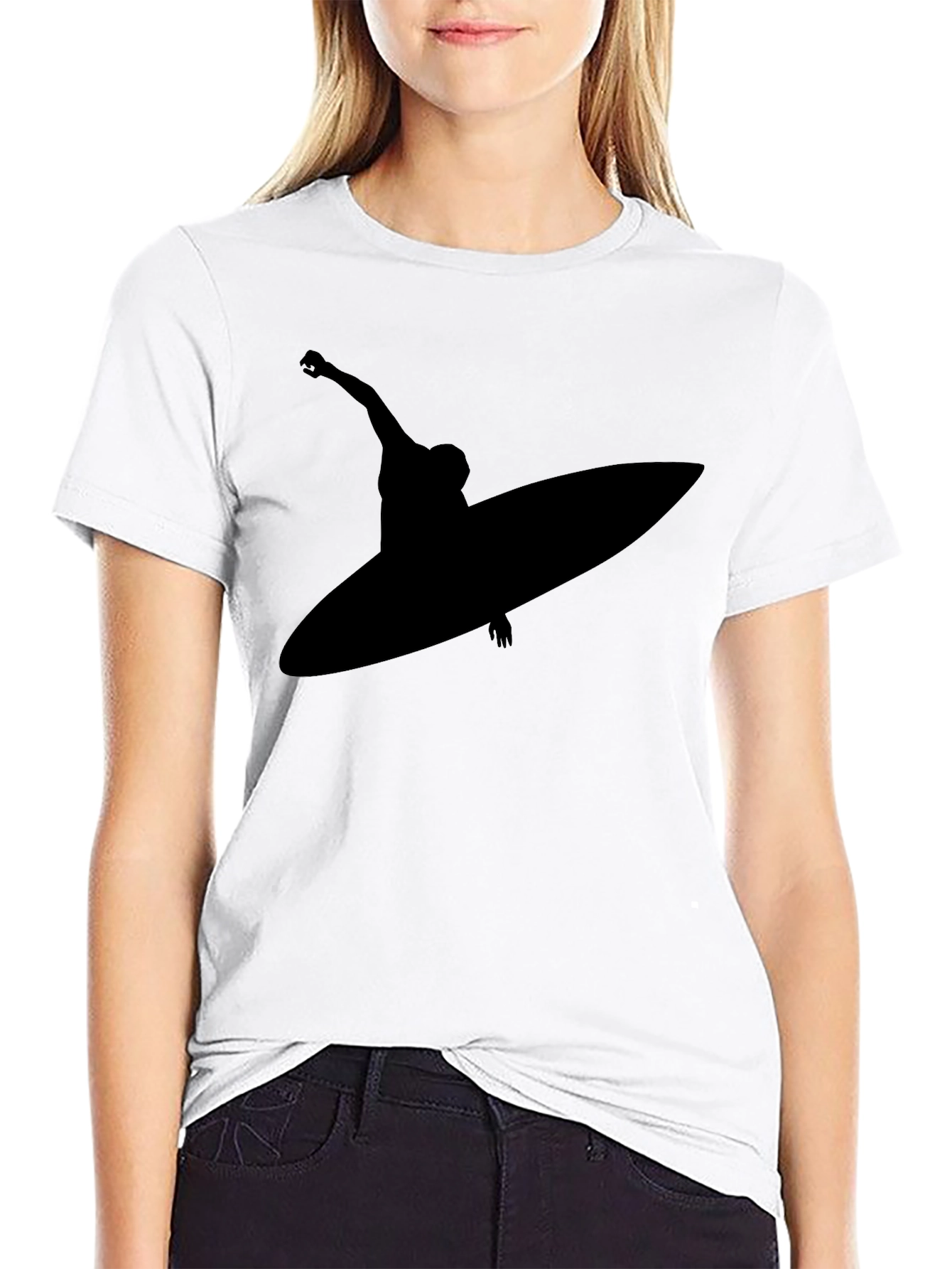 Surfer Silhouette Black T-Shirt