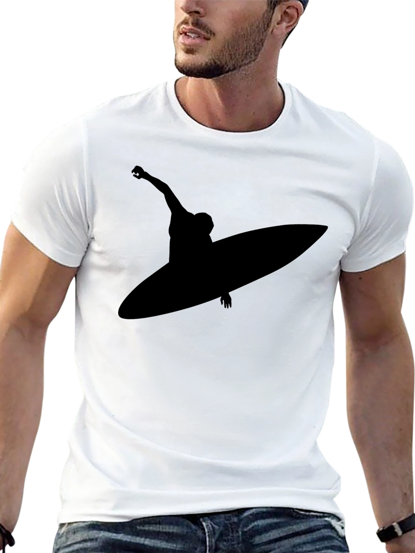 Surfer Silhouette Black T-Shirt
