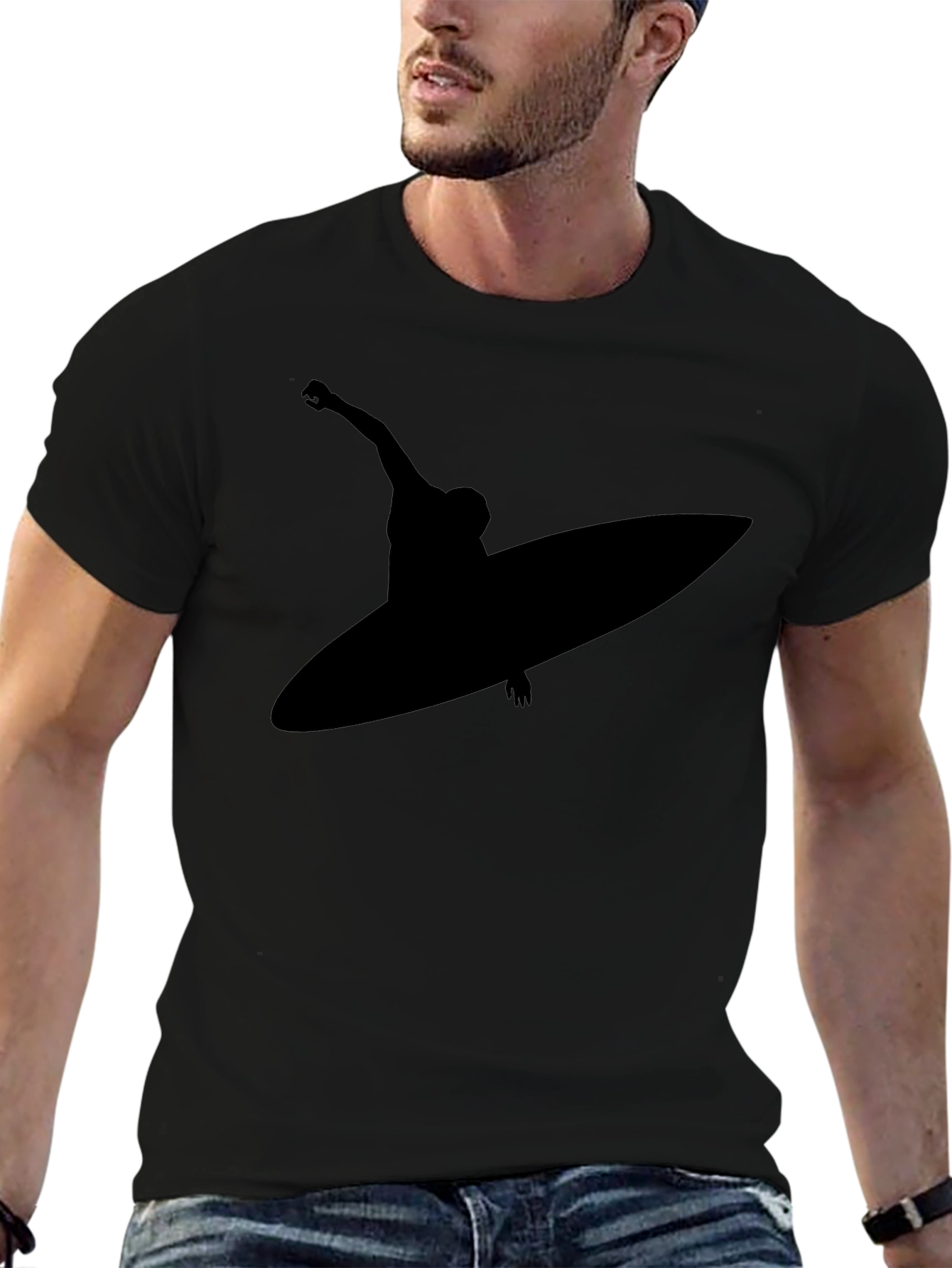 Surfer Silhouette Black T-Shirt