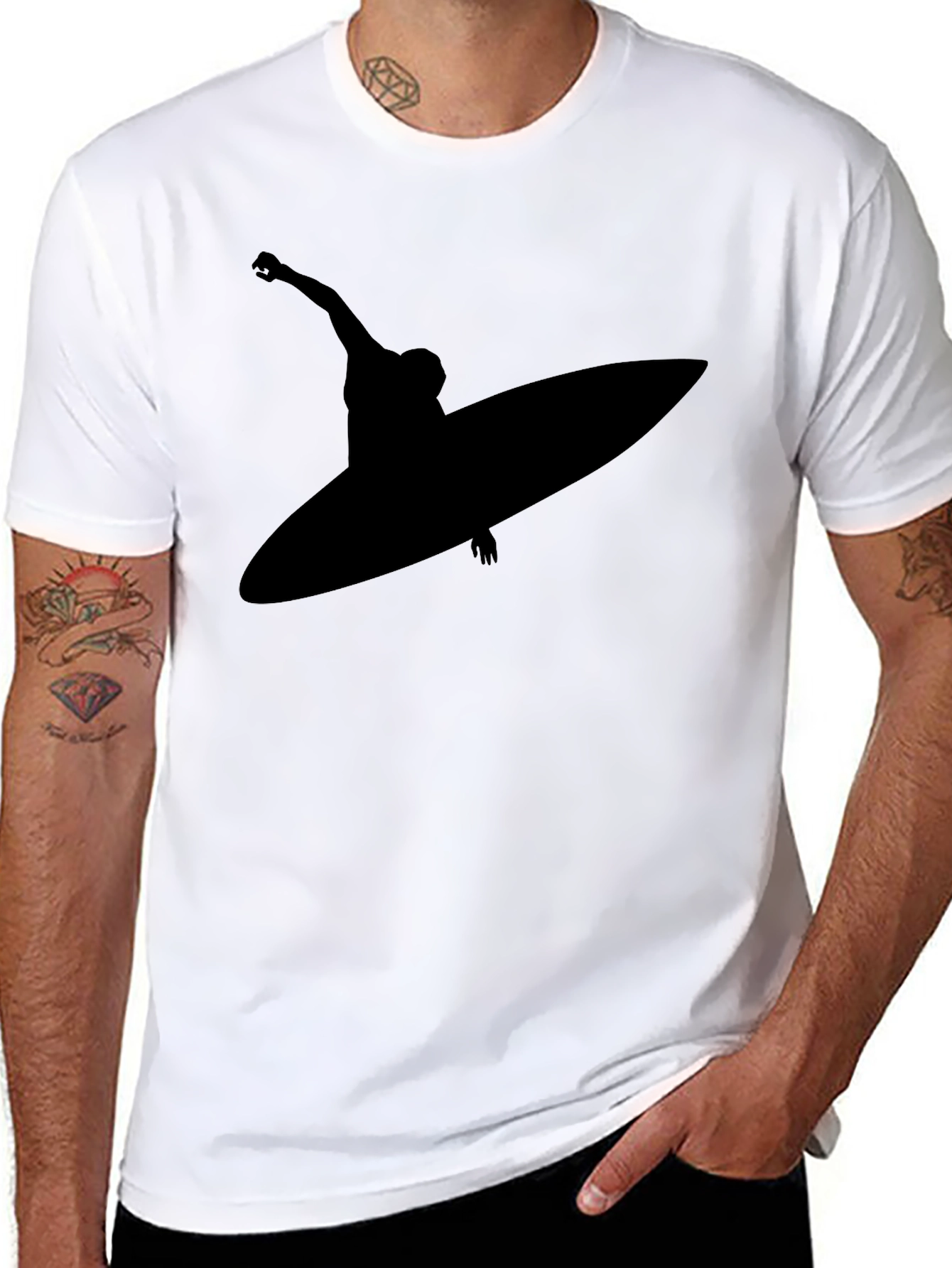 Surfer Silhouette Black T-Shirt